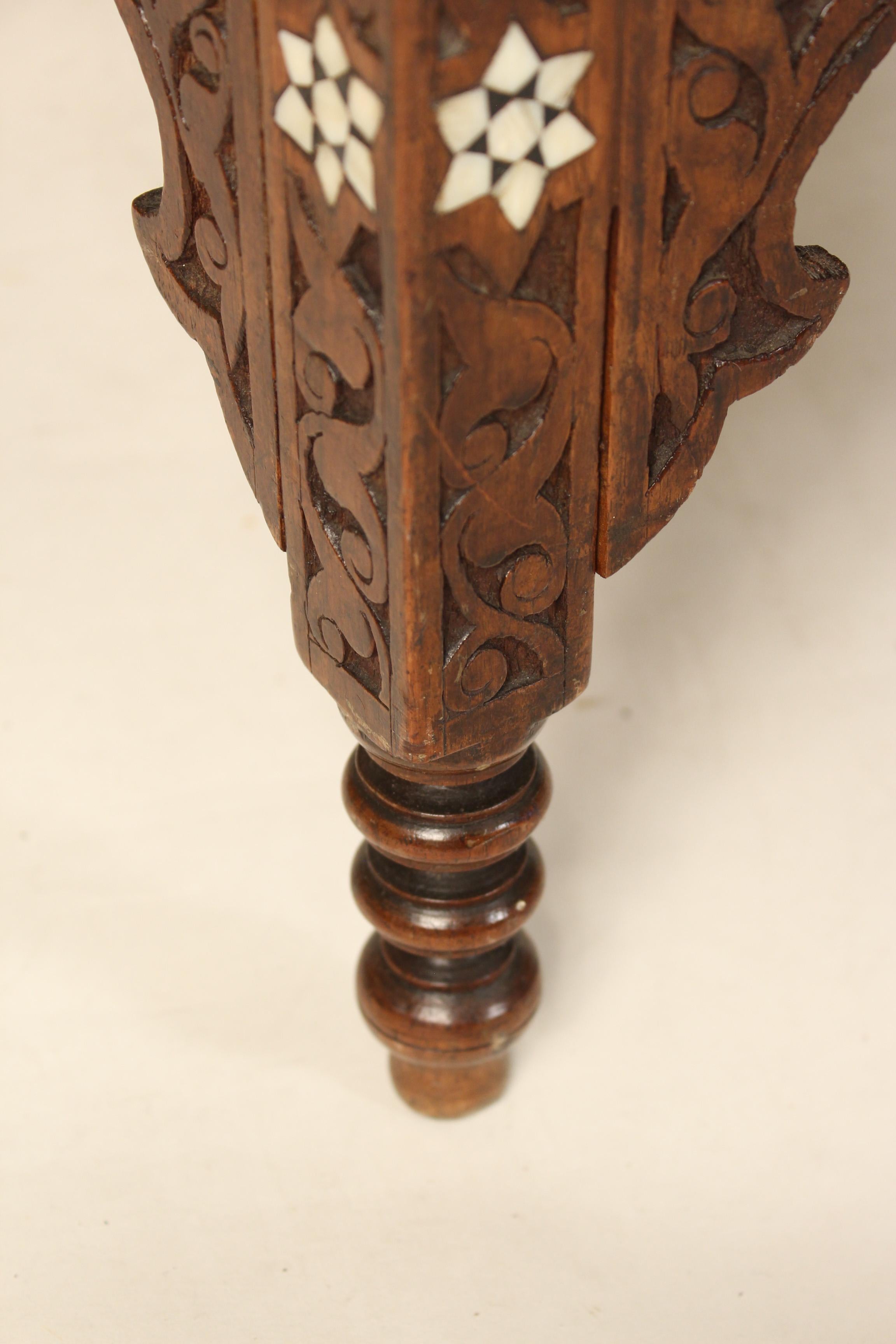Wood Moorish Mother of Pearl Inlaid Bench