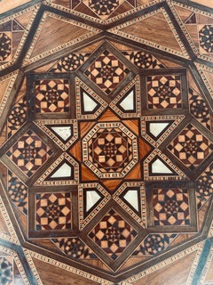 Moorish Mother of Pearl Wood Marquetry Inlay Occasional Side Square Tea Table