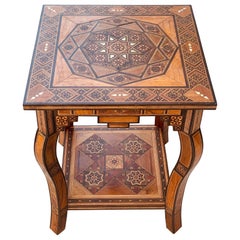 Moorish Mother of Pearl Wood Marquetry Inlay occasional Side Square Tea Table