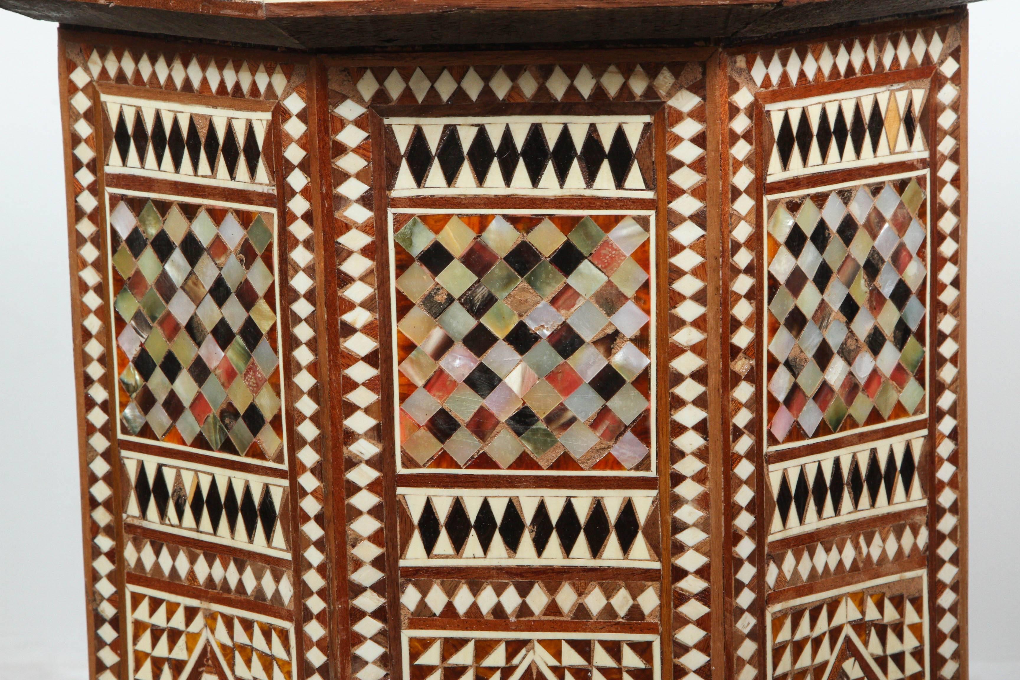 20th Century Moorish Octagonal Side Table Inlay with Mother of Pearl
