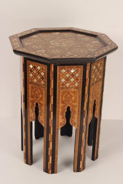 Boho Chic style Octagonal Table,  Mother of Pearl Inlay Attr Liberty & Co.