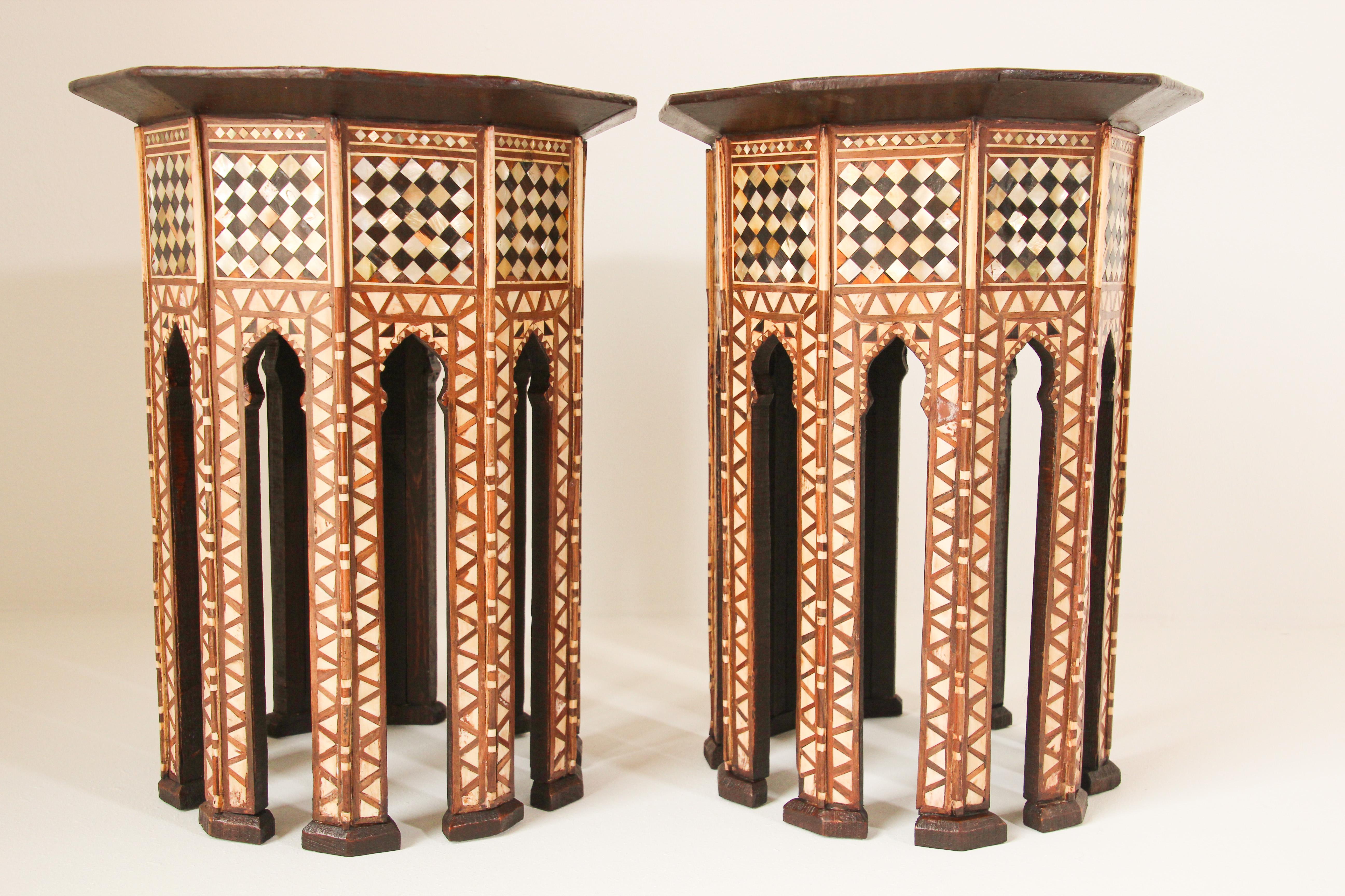 Moorish Handcrafted Octagonal Tables Inlaid with Mosaic Marquetry 3