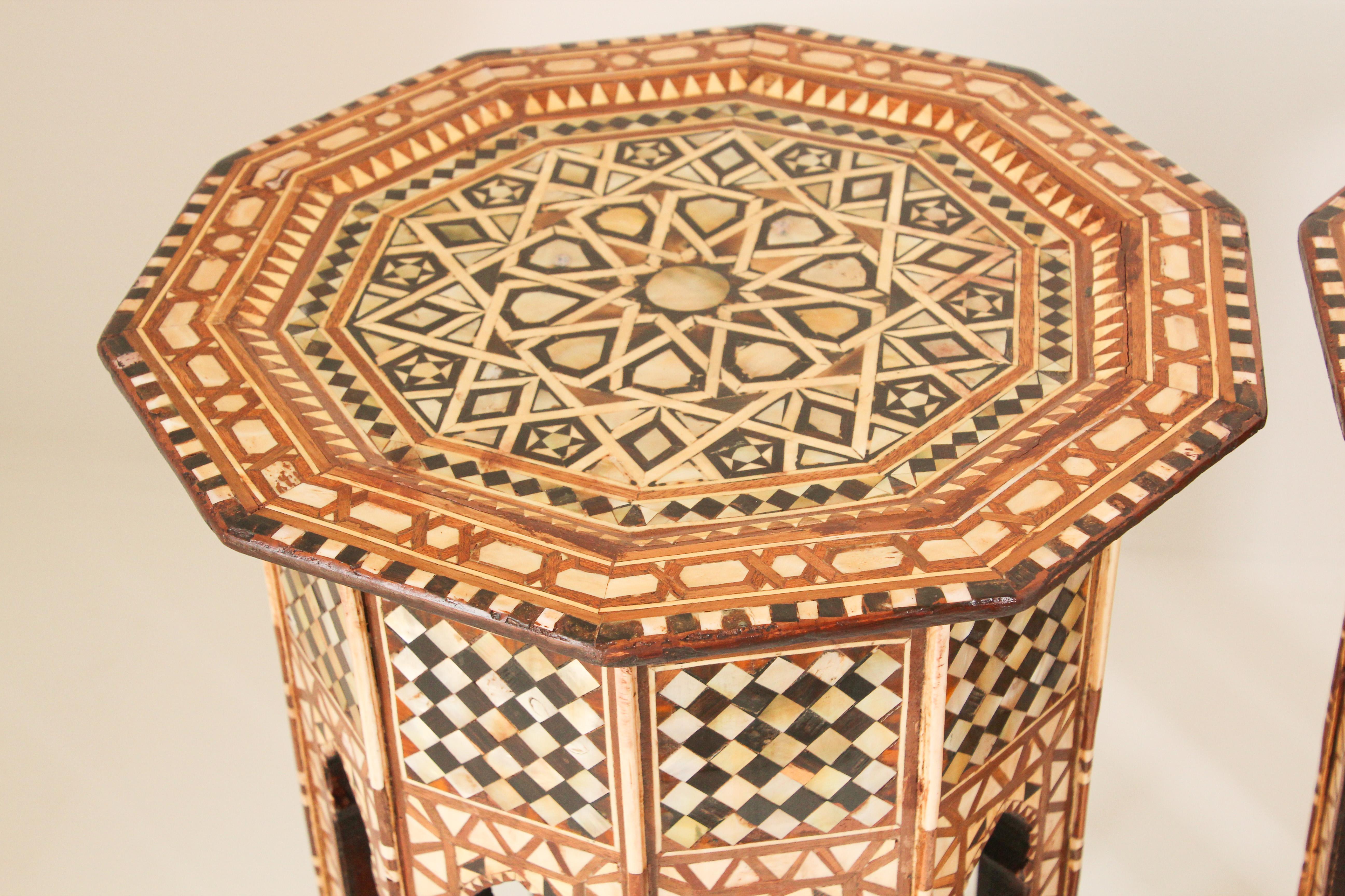 Moorish Handcrafted Octagonal Tables Inlaid with Mosaic Marquetry 5