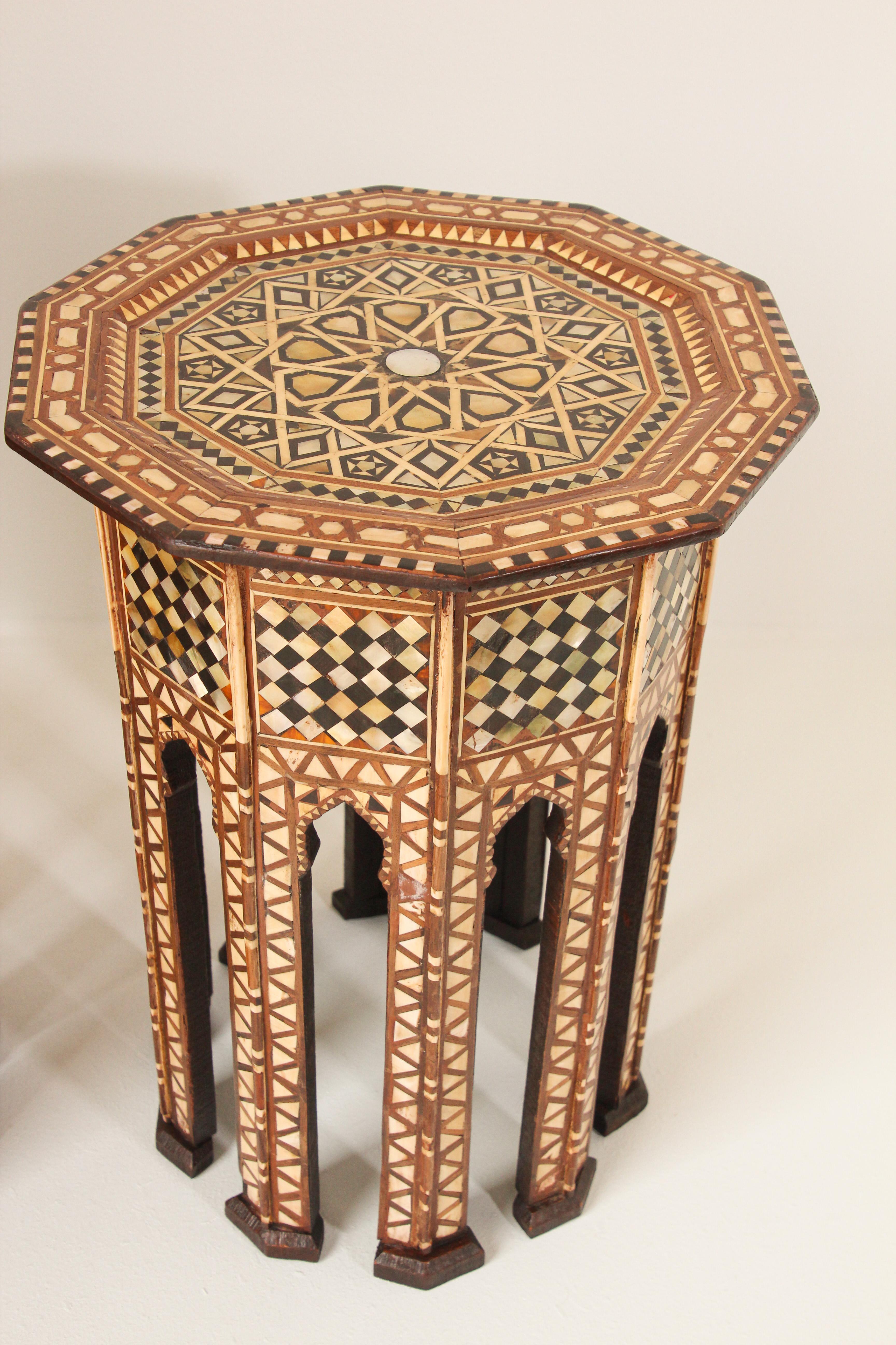 Moorish Handcrafted Octagonal Tables Inlaid with Mosaic Marquetry 6
