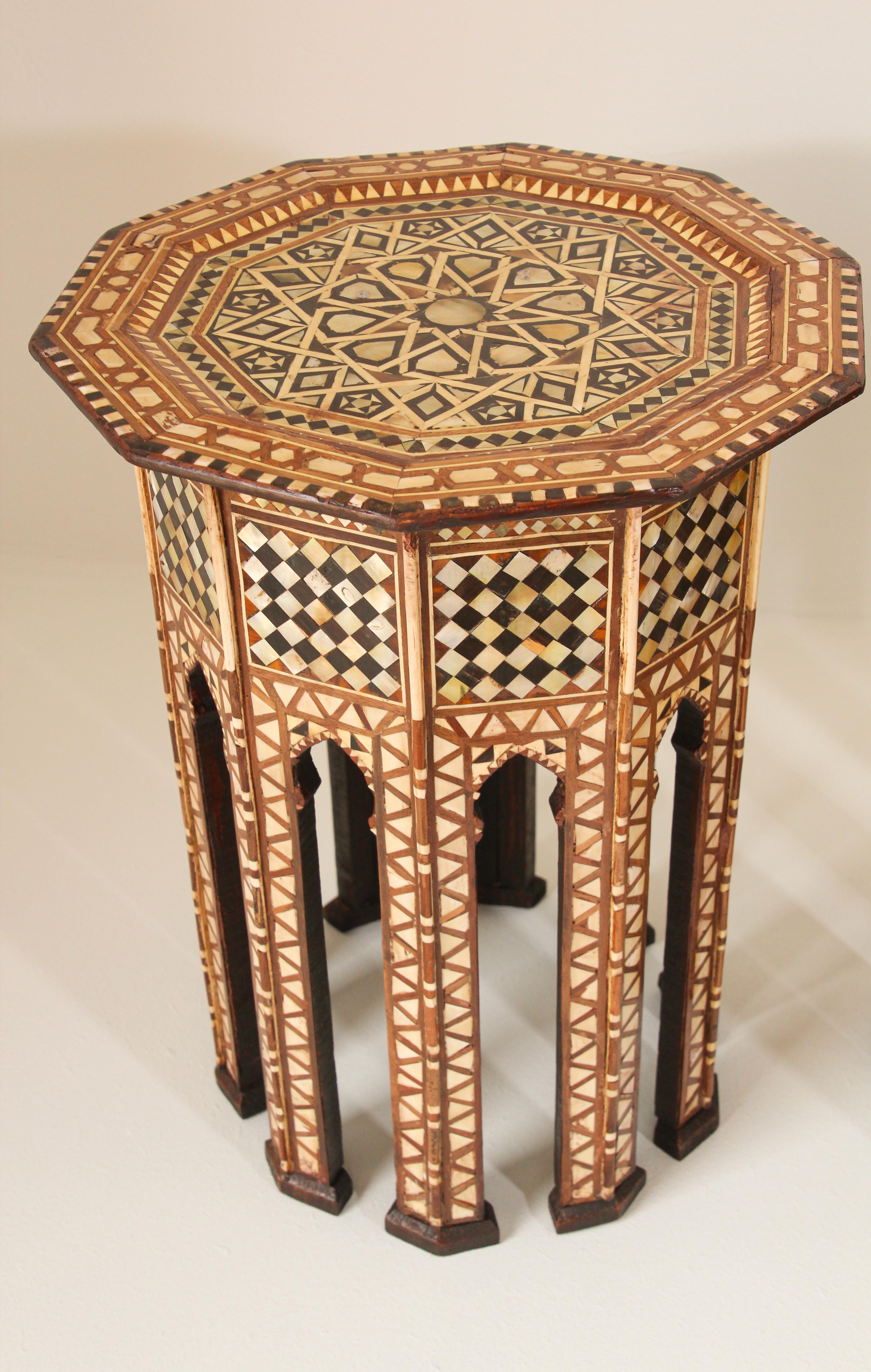 Moorish Handcrafted Octagonal Tables Inlaid with Mosaic Marquetry 7