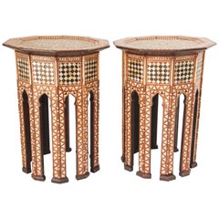 Moorish Handcrafted Octagonal Tables Inlaid with Mosaic Marquetry