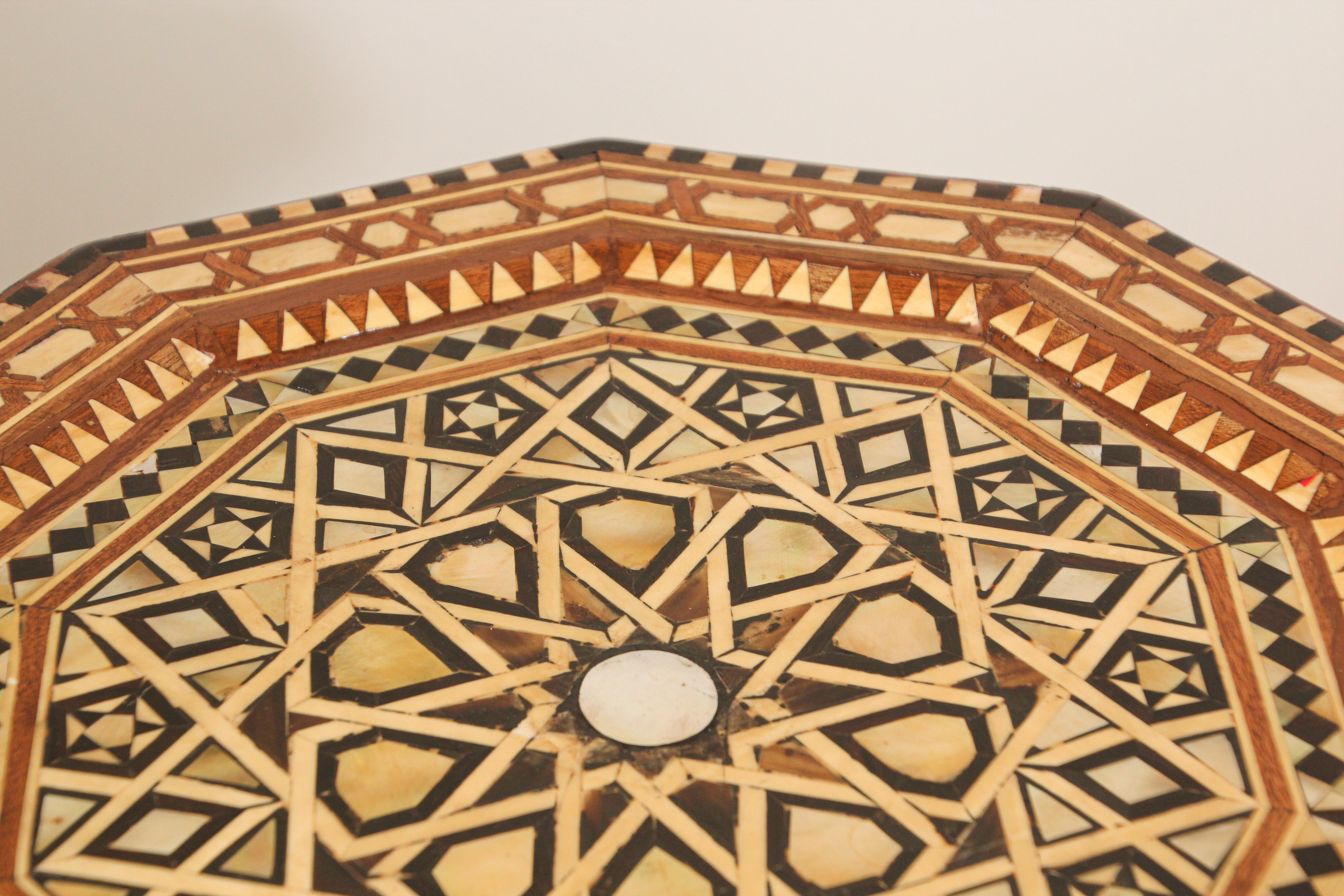 Hand-Crafted Moorish Handcrafted Octagonal Tables Inlaid with Mosaic Marquetry