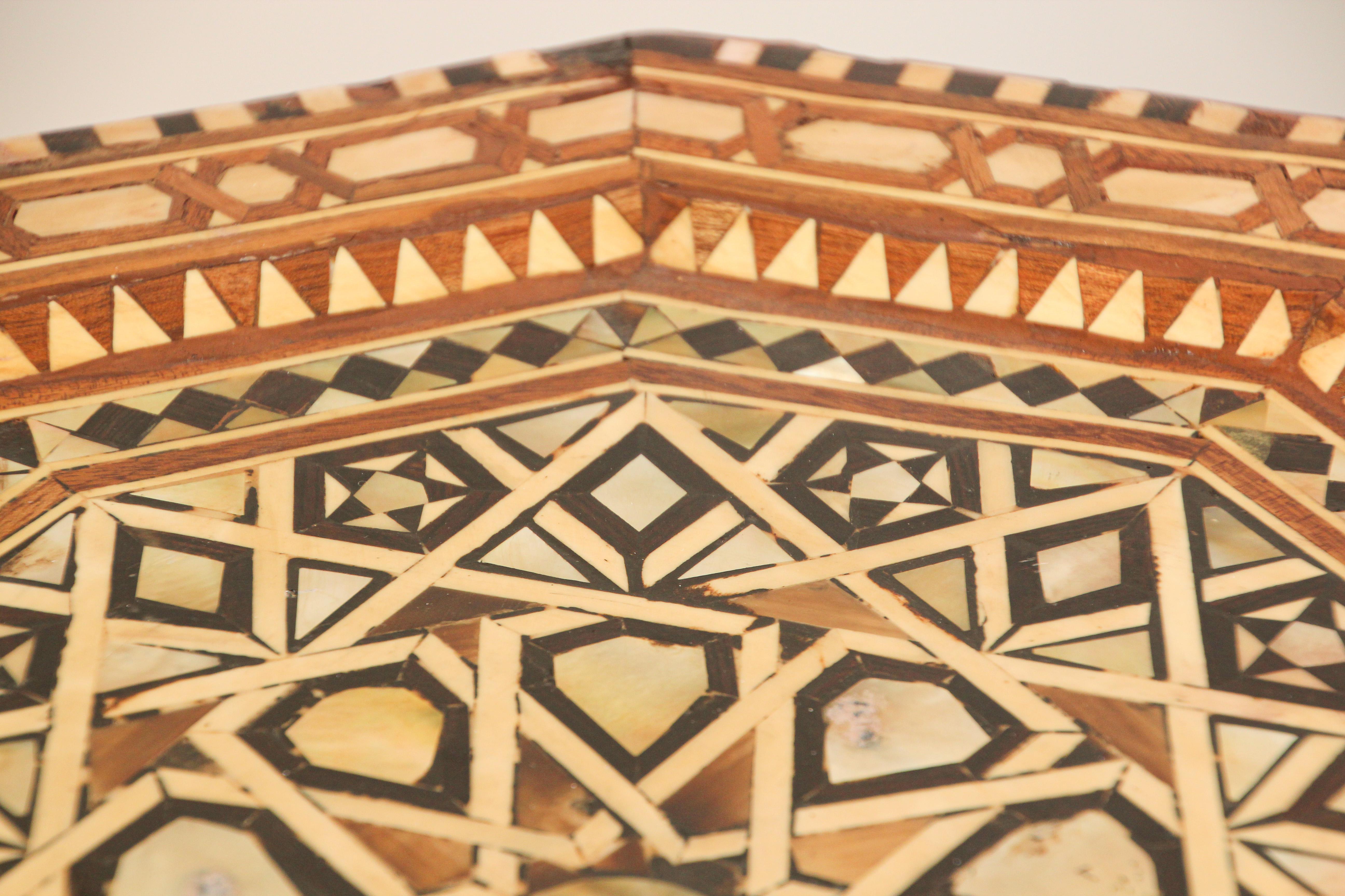 Moorish Handcrafted Octagonal Tables Inlaid with Mosaic Marquetry 1