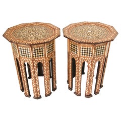 Moorish Handcrafted Octagonal Tables Inlaid with Mosaic Marquetry