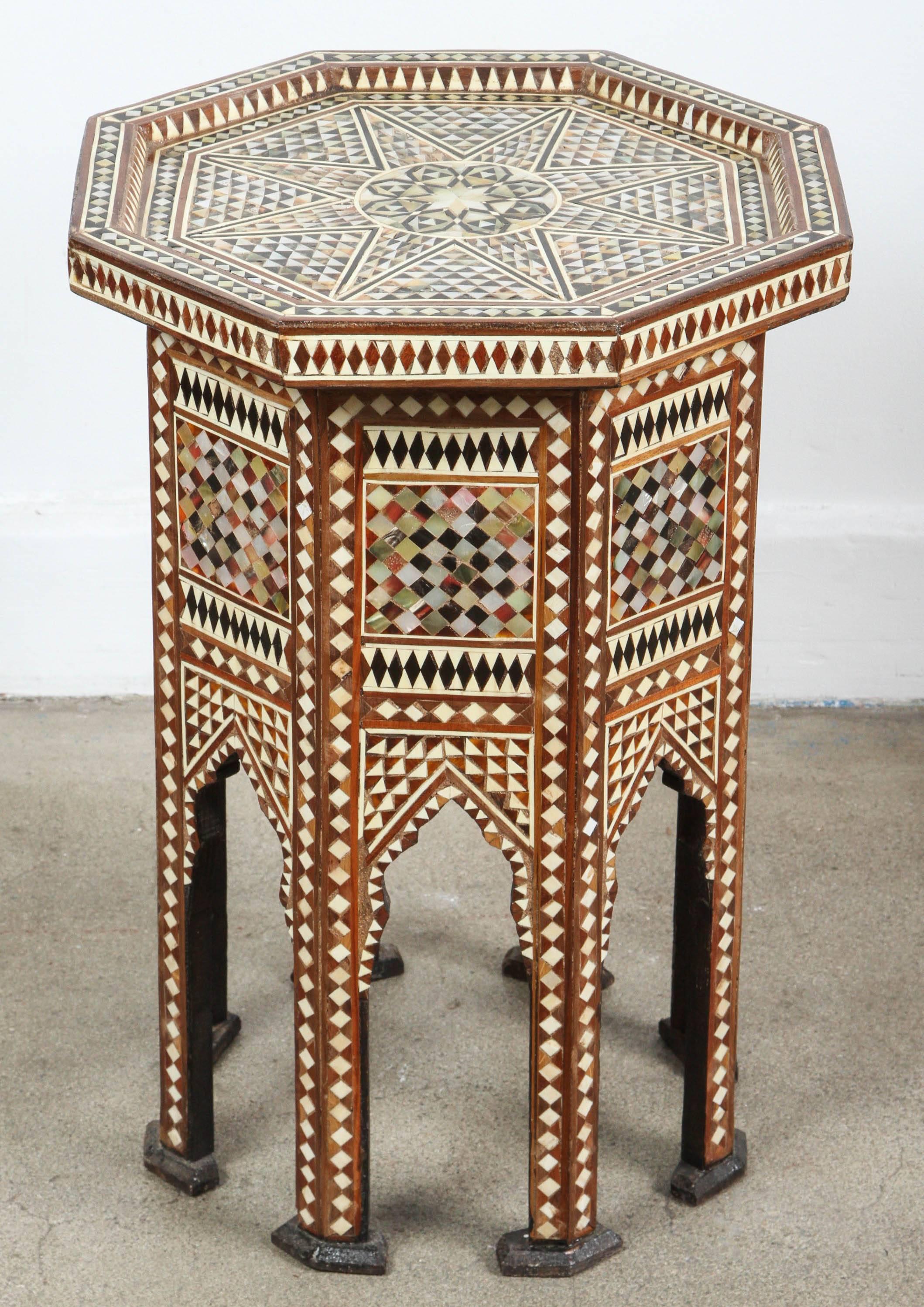 Moroccan Moorish Octagonal Tables Inlay with Mother of Pearl