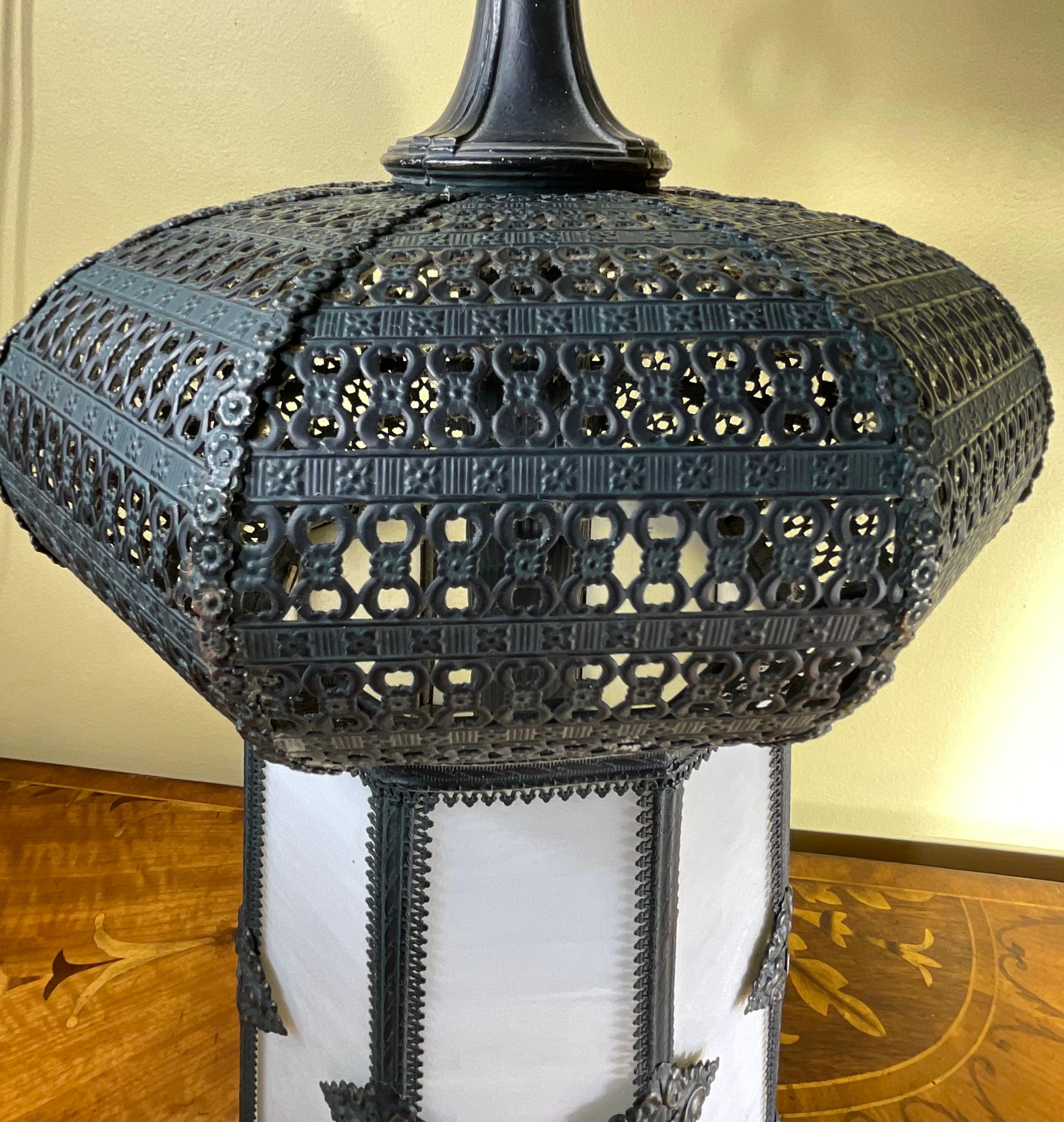 Moorish Or Gothic Style Hanging Pendant Light In Good Condition For Sale In Delray Beach, FL