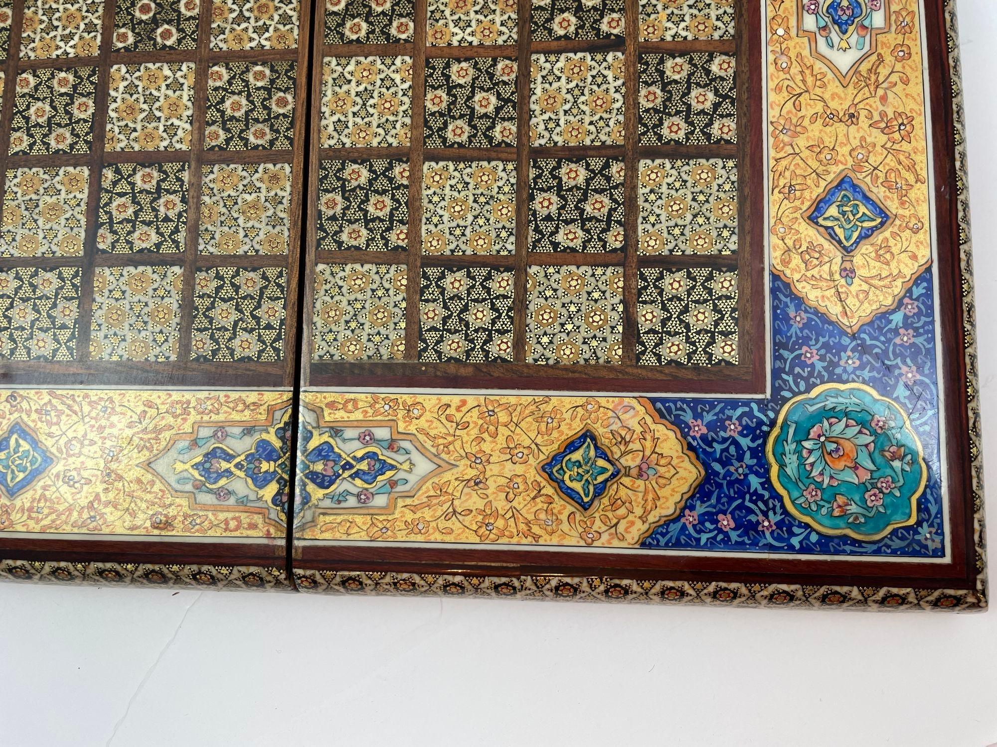 Moorish Persian Inlaid Micro Mosaic Backgammon and Chess Board For Sale 8
