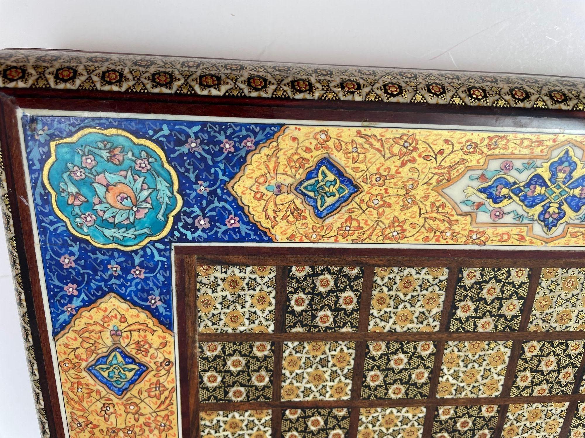 Moorish Persian Inlaid Micro Mosaic Backgammon and Chess Board For Sale 12