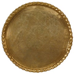 Antique Moorish Round Brass Tray