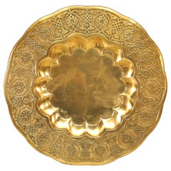 Antique Moorish Round Brass Tray