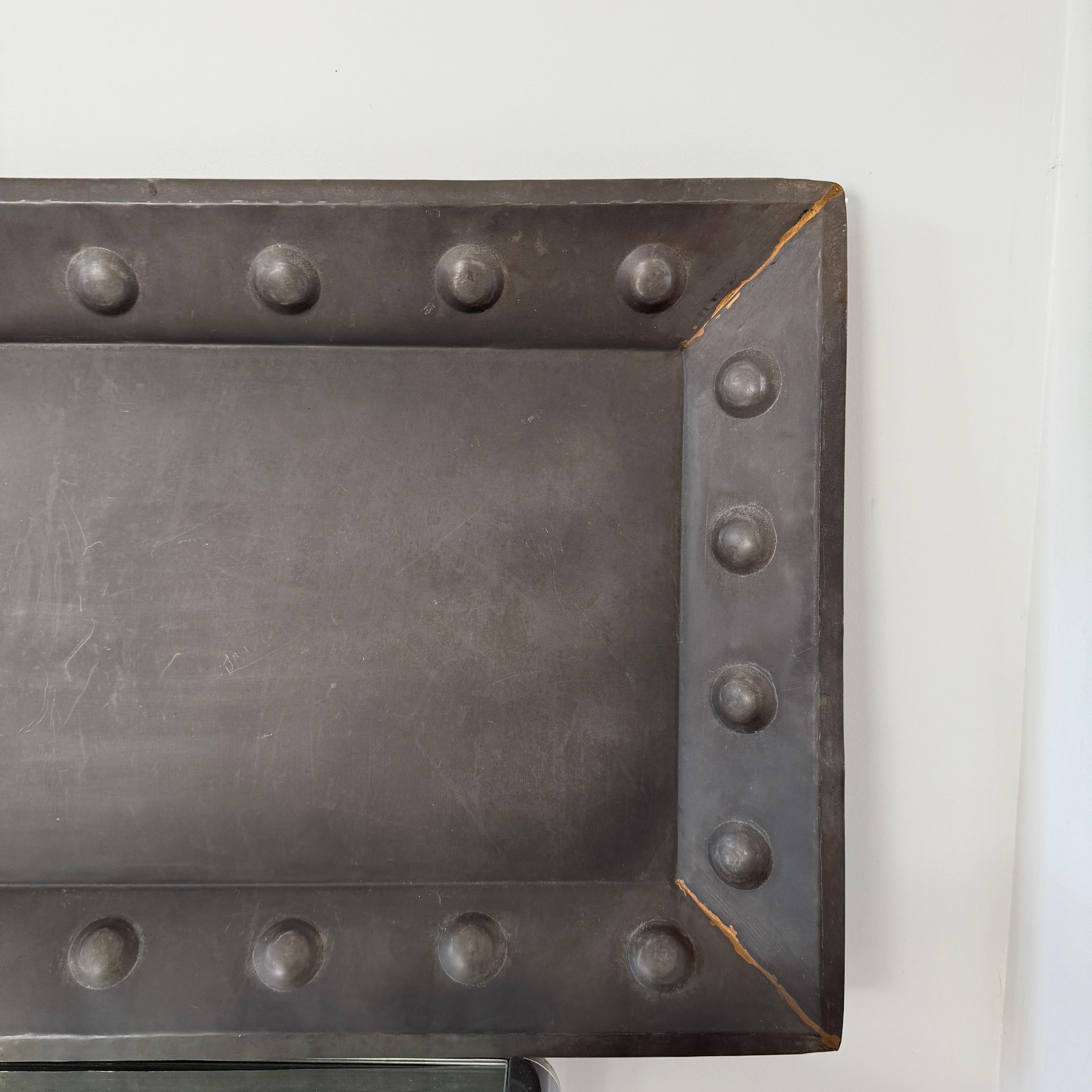 Turkish Rustic Iron Serving Tray with Hammered Circles Moorish Style,  Large 20
