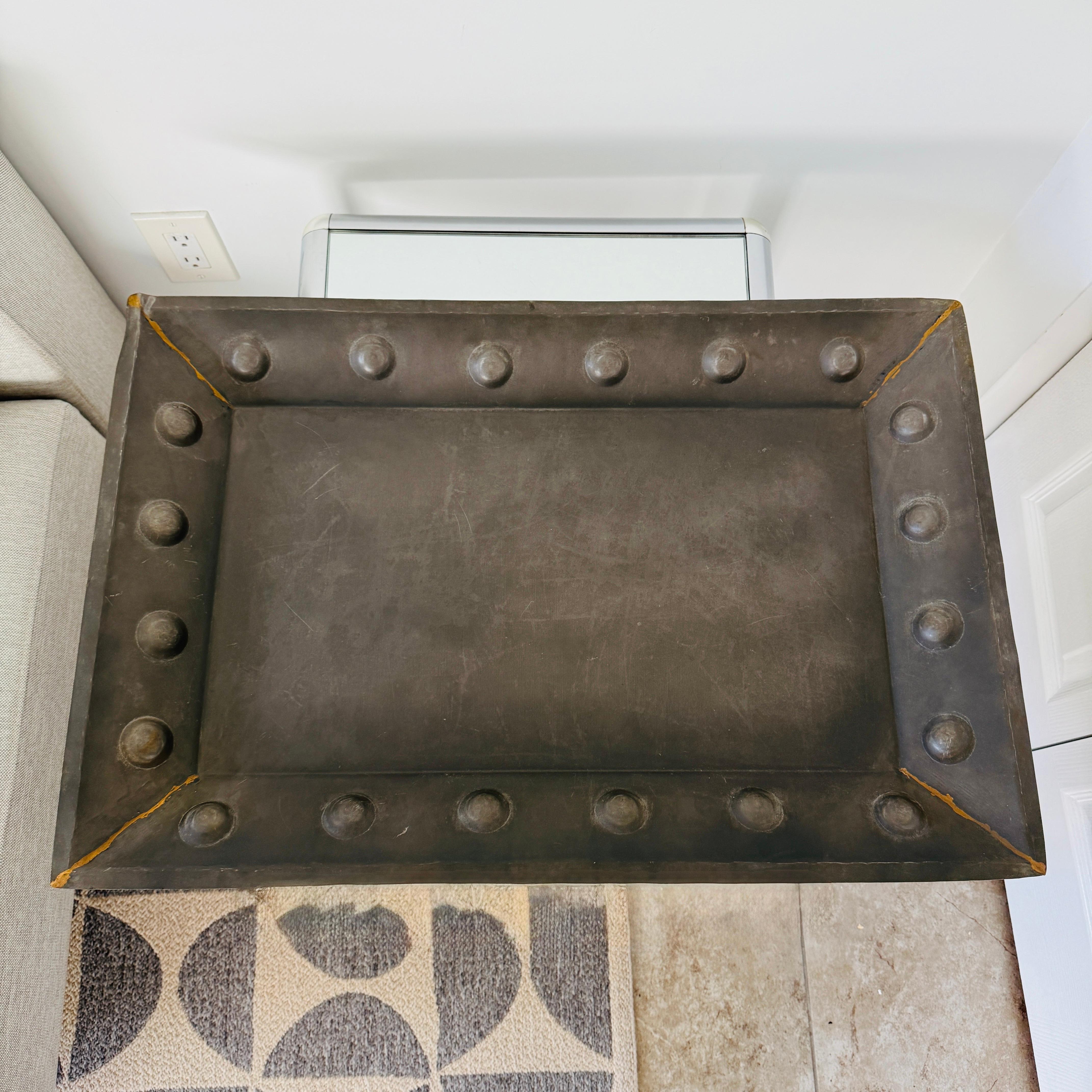 Blackened Rustic Iron Serving Tray with Hammered Circles Moorish Style,  Large 20