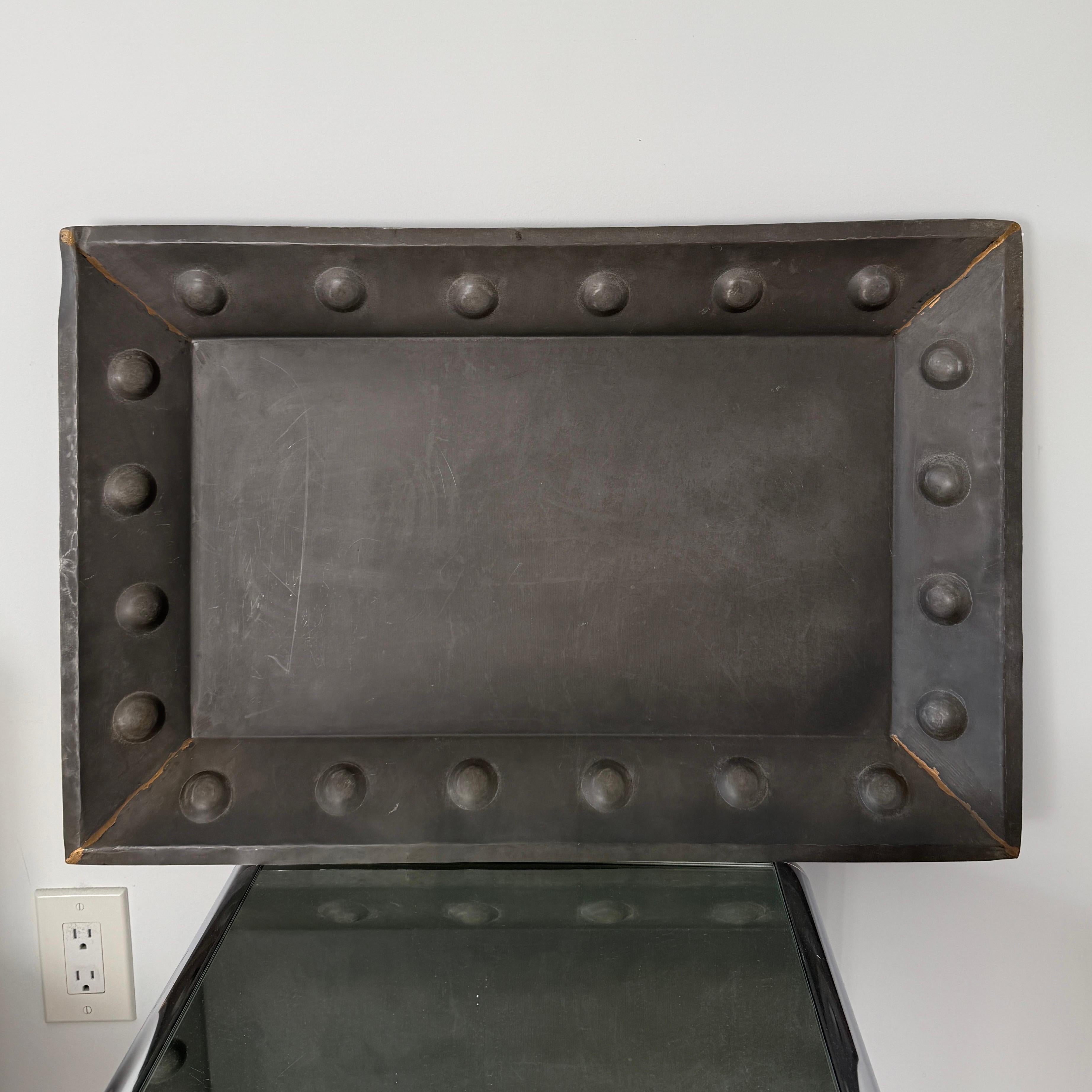 Rustic Iron Serving Tray with Hammered Circles Moorish Style,  Large 20