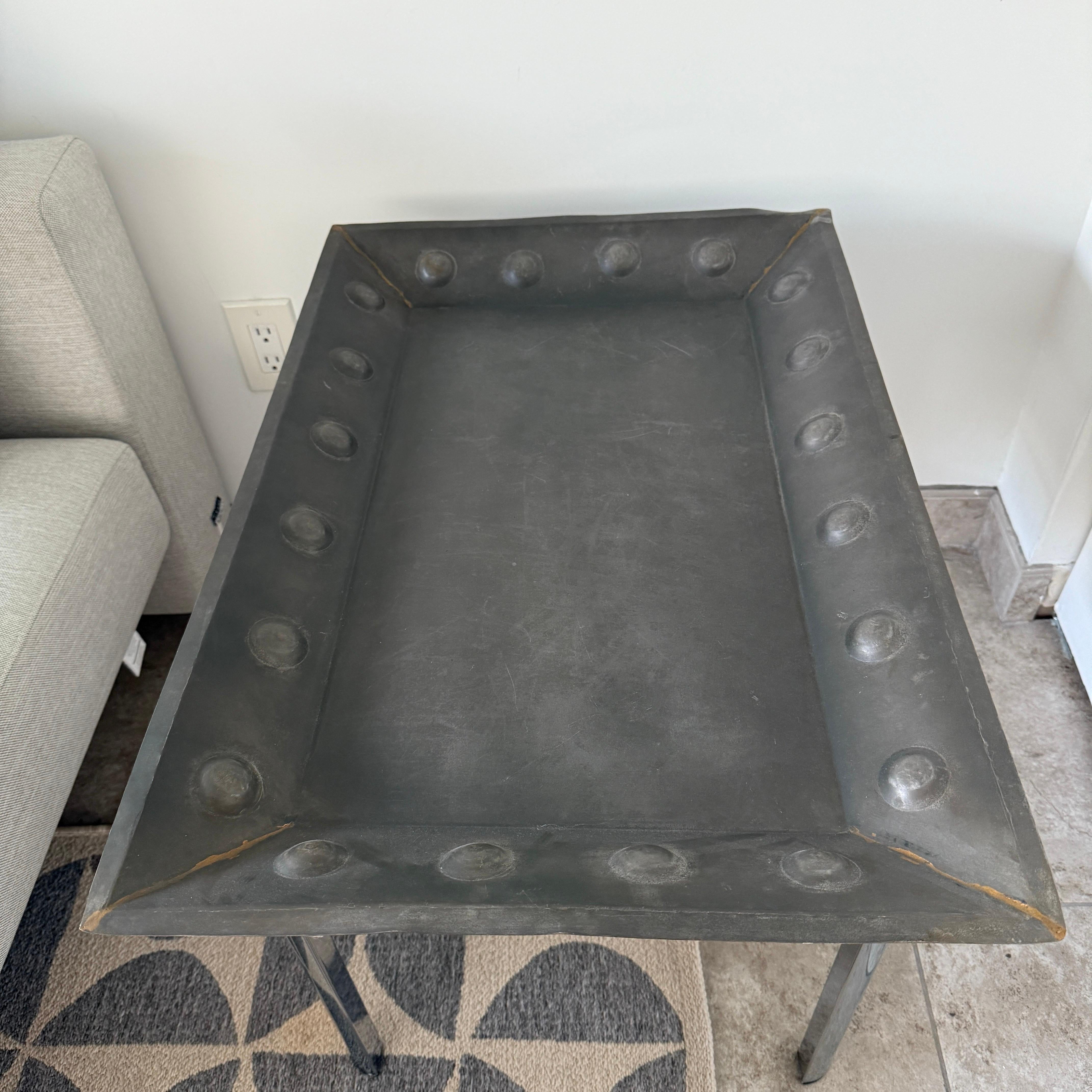Rustic Iron Serving Tray with Hammered Circles Moorish Style,  Large 20