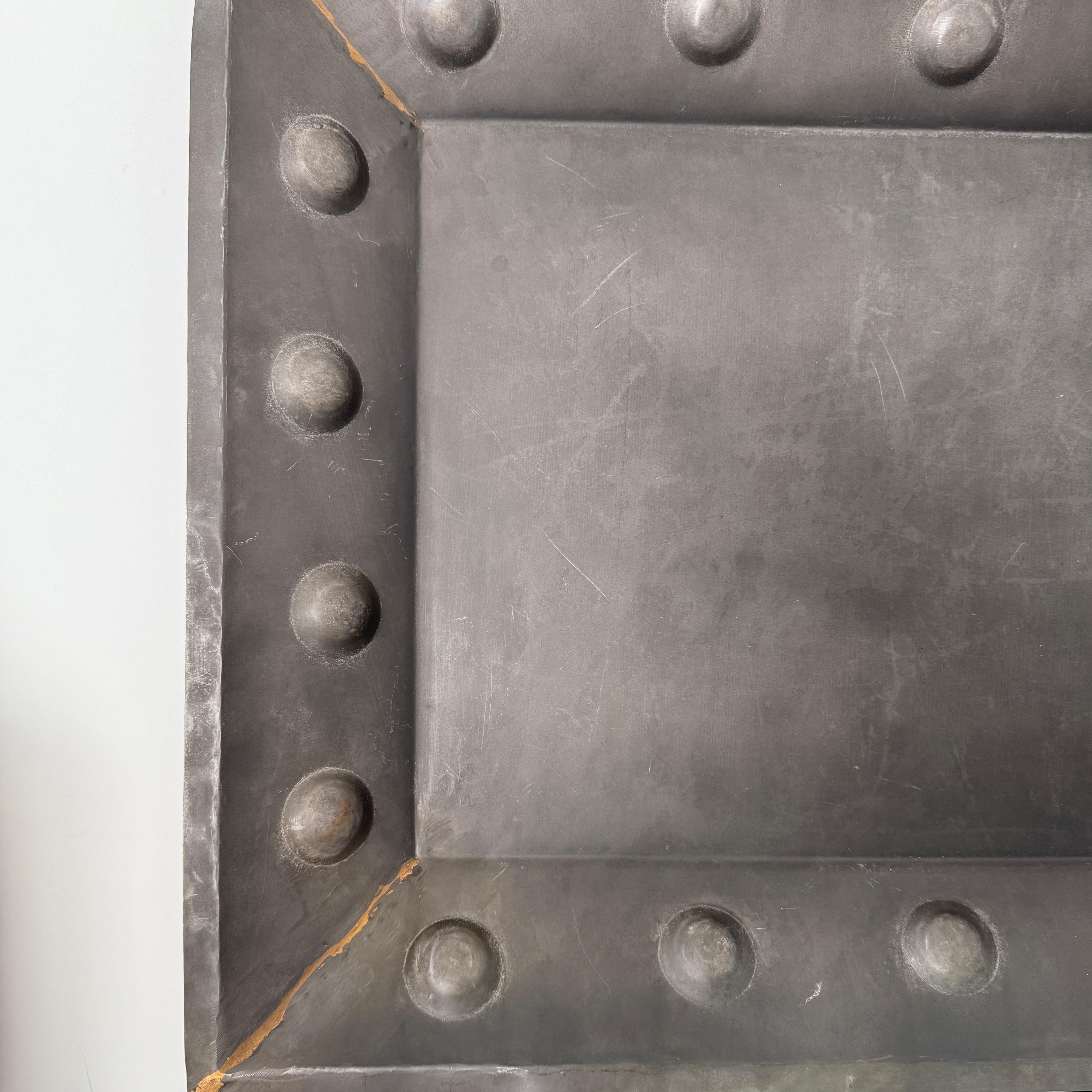 Rustic Iron Serving Tray with Hammered Circles Moorish Style,  Large 20