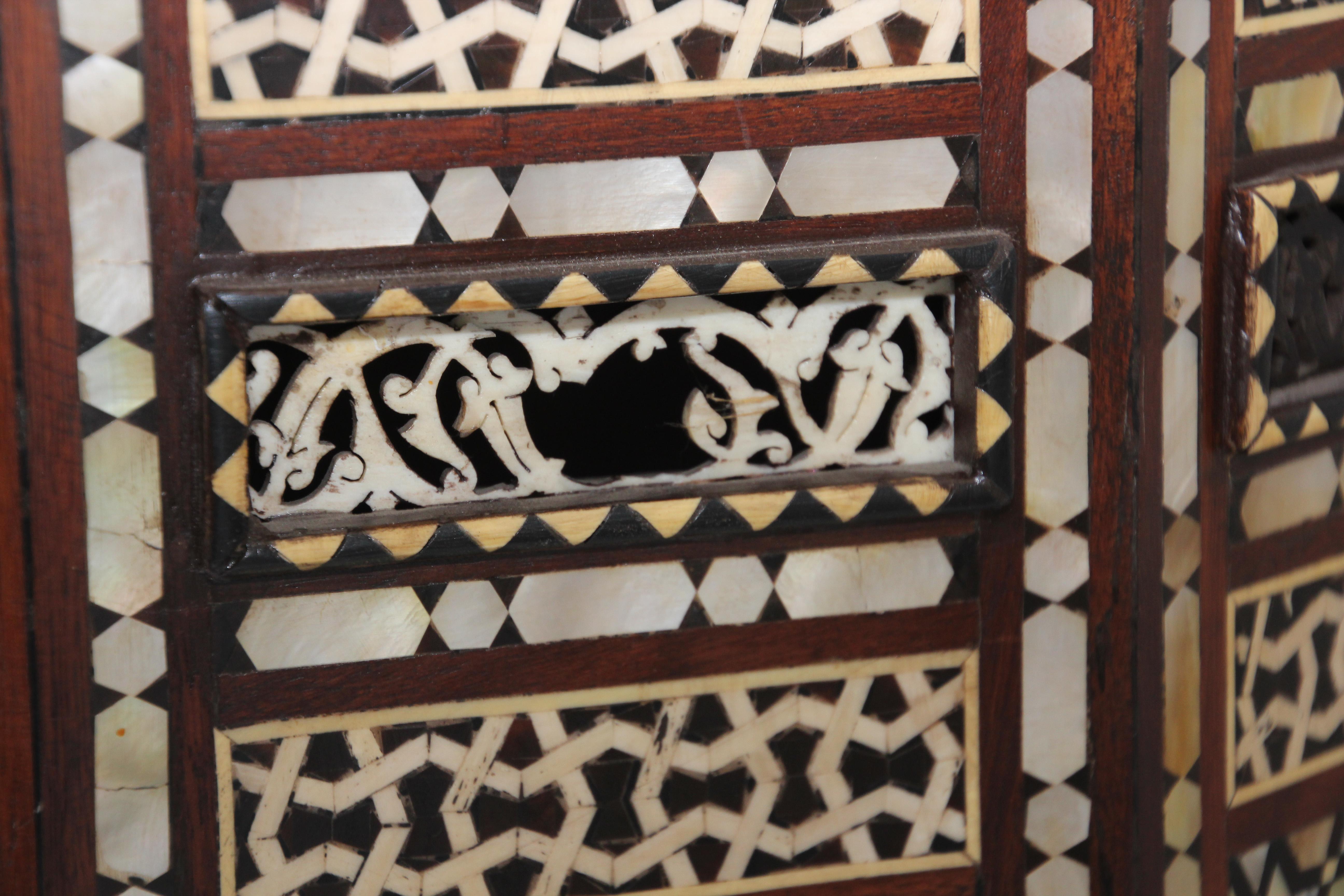 Antique Moorish Side Pedestal Tables Mosaic Inlaid, a Pair For Sale 5