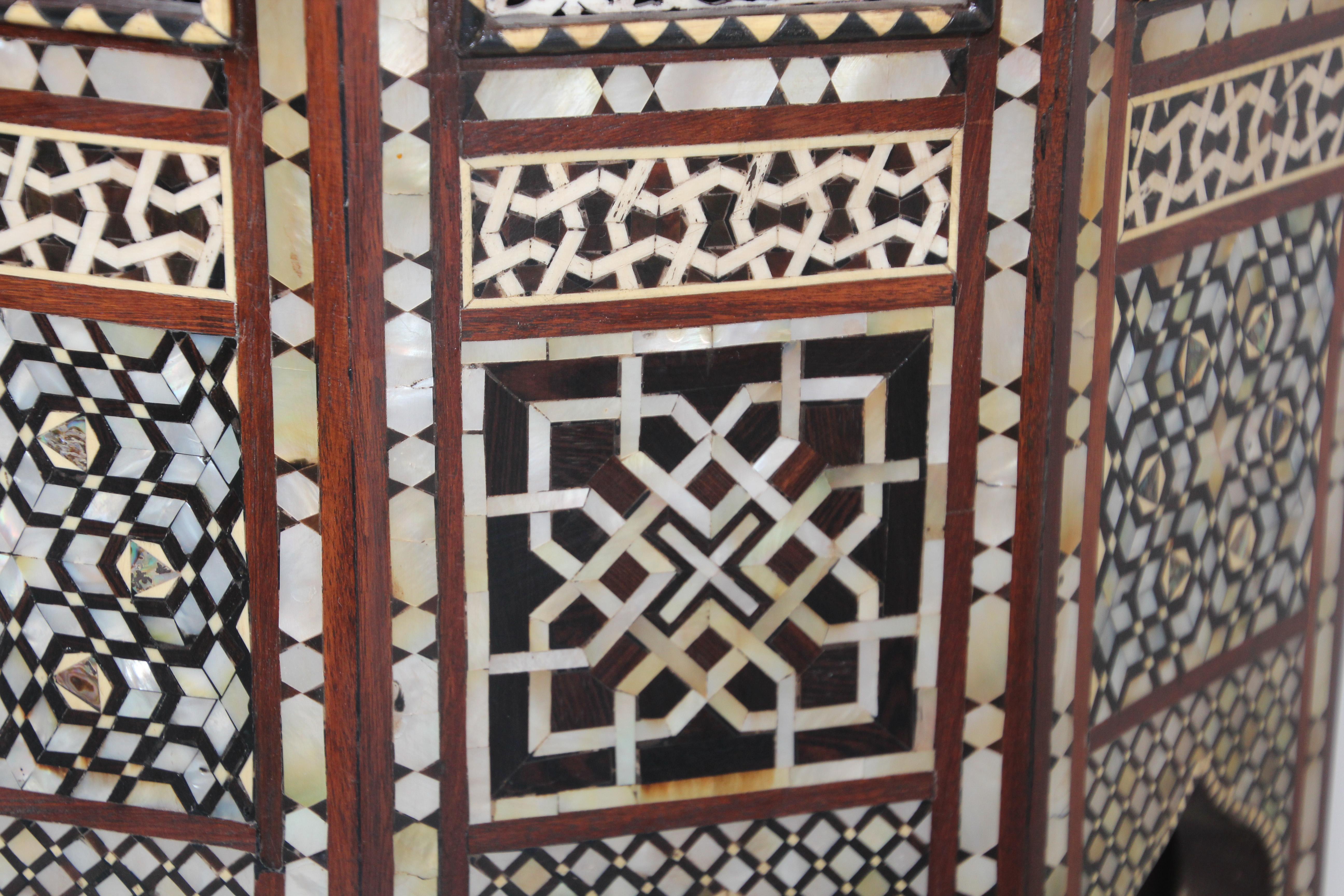 Antique Moorish Side Pedestal Tables Mosaic Inlaid, a Pair For Sale 6