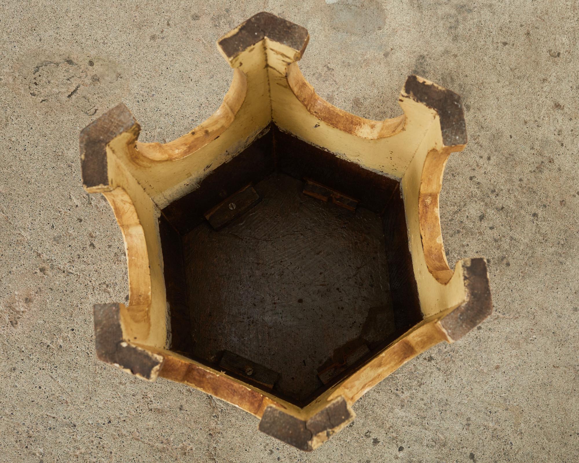 Moorish Style Arts and Crafts Hexagonal Lacquered Drink Table 6