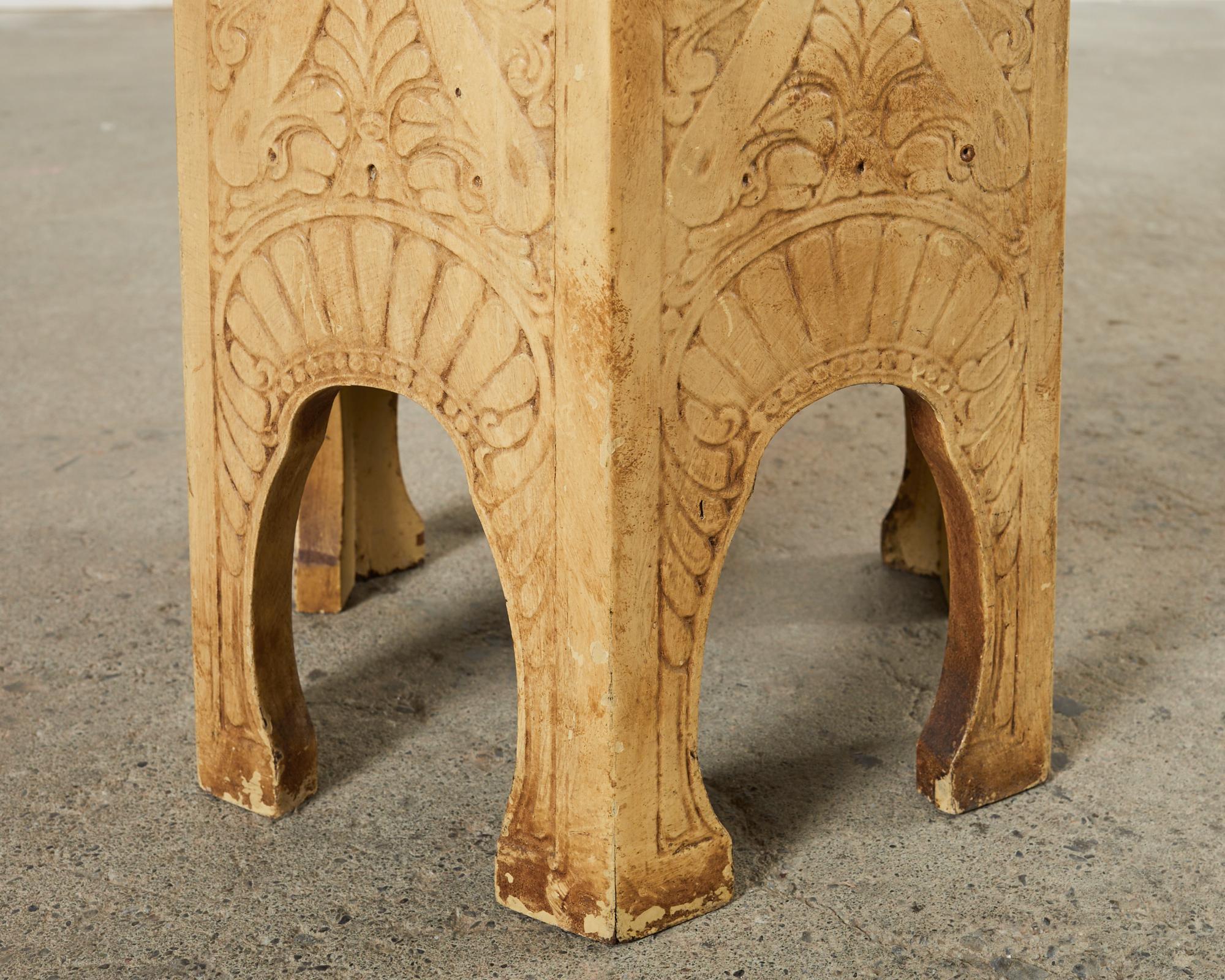 Moorish Style Arts and Crafts Hexagonal Lacquered Drink Table 8