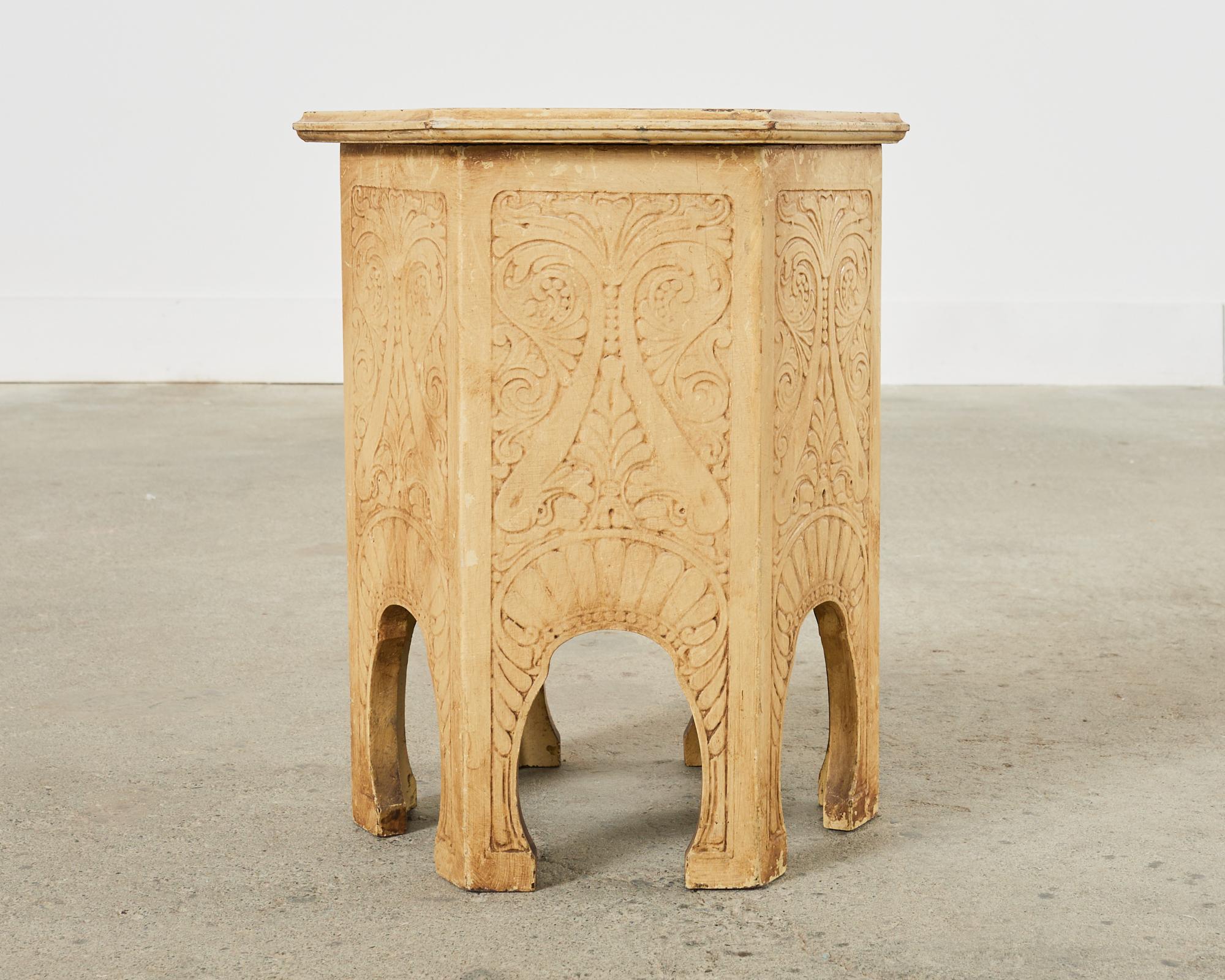 Moorish Style Arts and Crafts Hexagonal Lacquered Drink Table 10