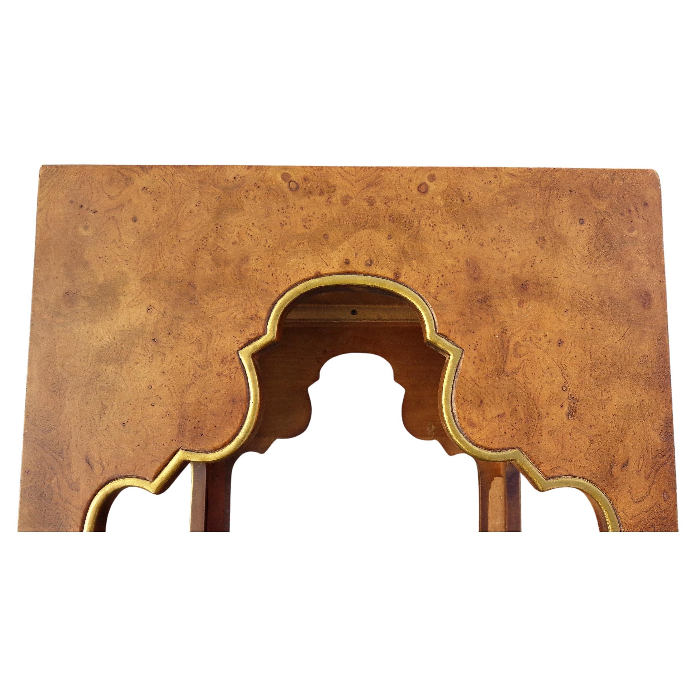 Mid-20th Century Moorish Style Burled Carpathian Elm Side Table Drexel Repertoire, 1964