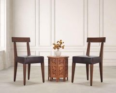 Moorish Style Carved Teak Inlaid Round Tabouret Drink Table