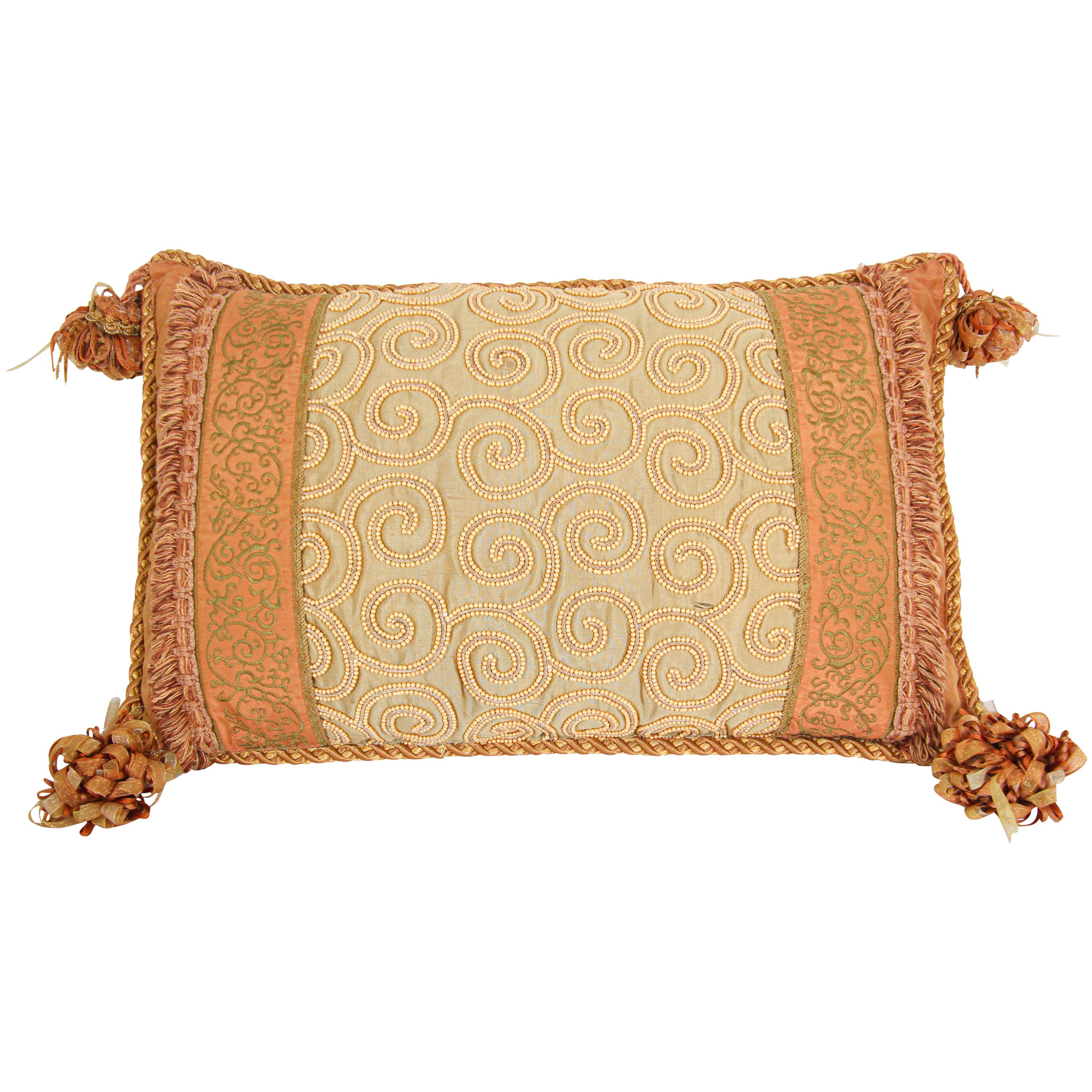 Moorish Style Decorative Gold Throw Pillow For Sale