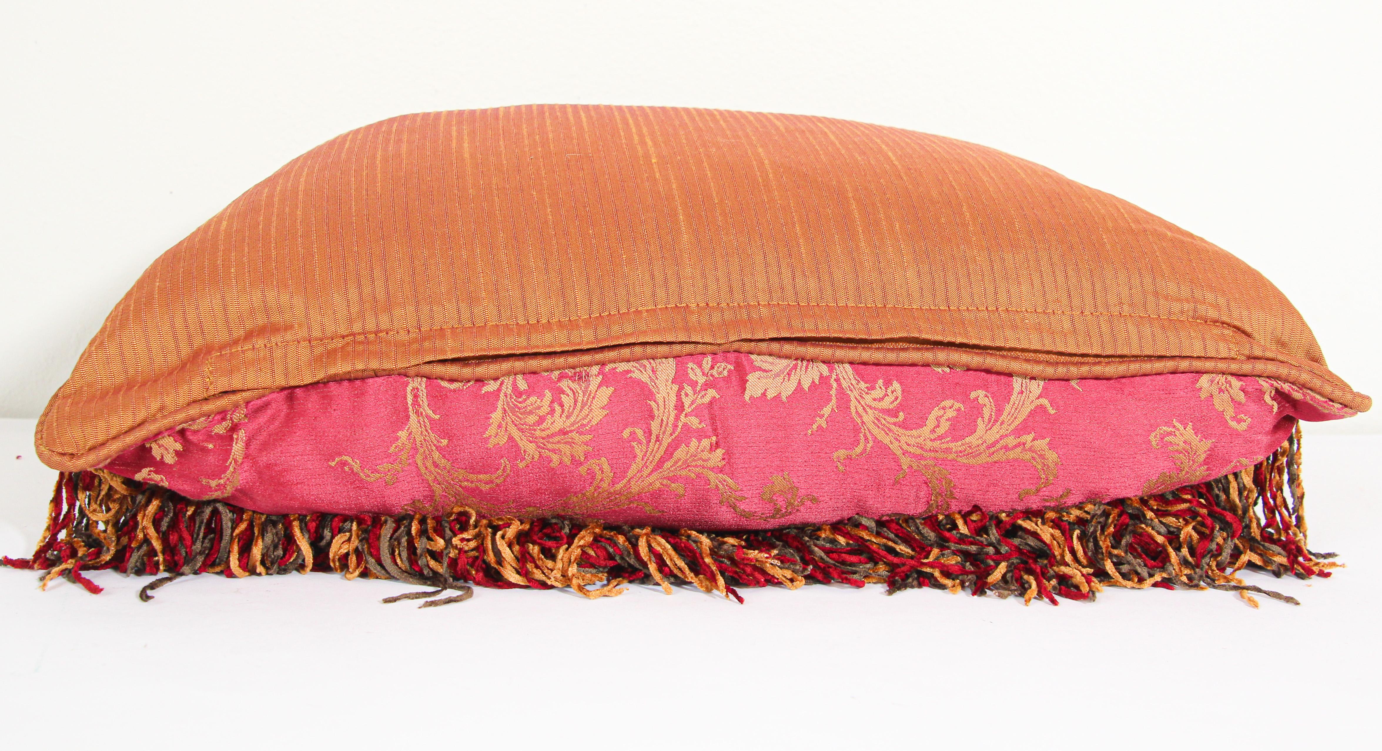 Fabric Moorish Style Decorative Red Throw Pillow by John Richard For Sale