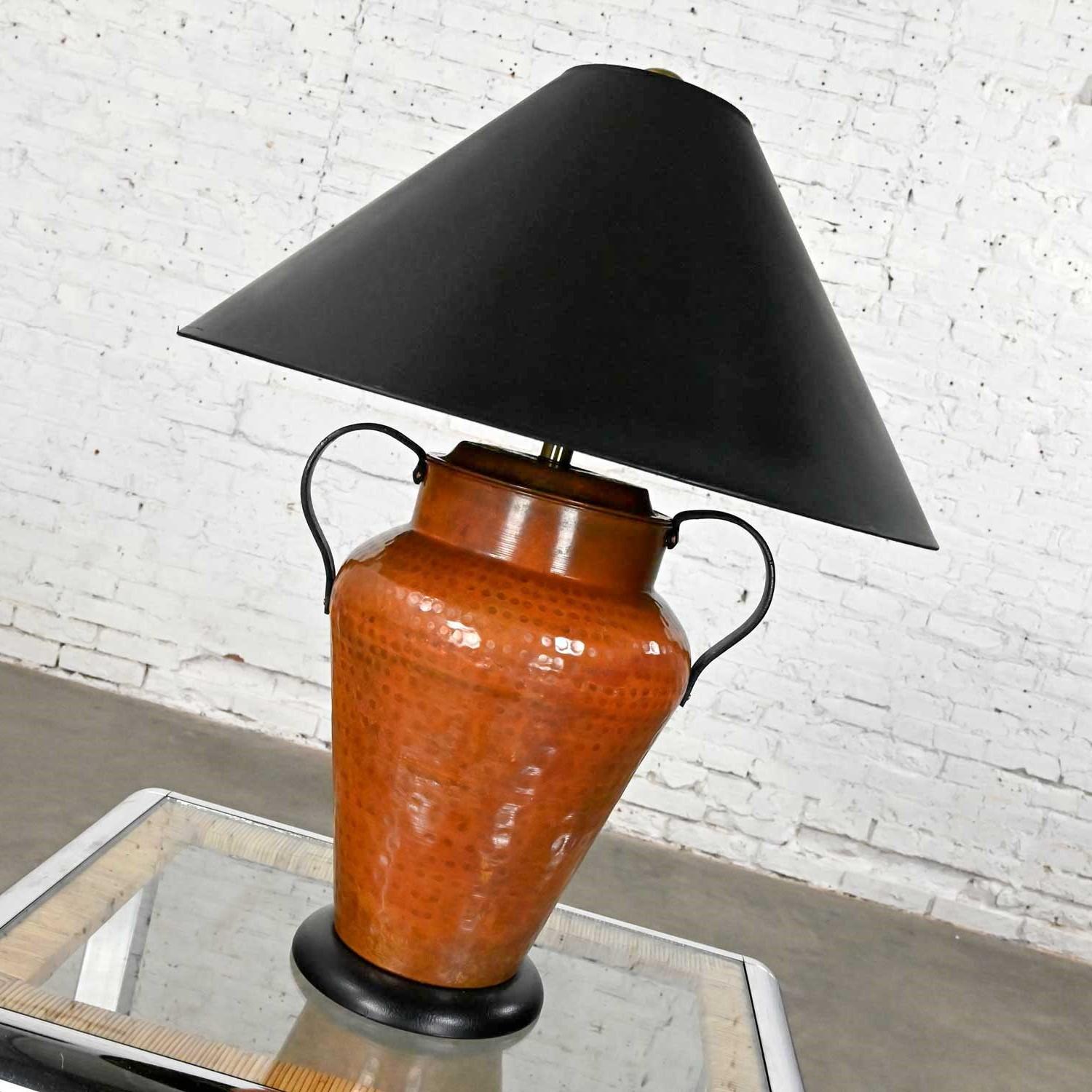 American Moorish Style Frederick Cooper Hammered Copper Urn Shaped Double Handled Lamp  For Sale
