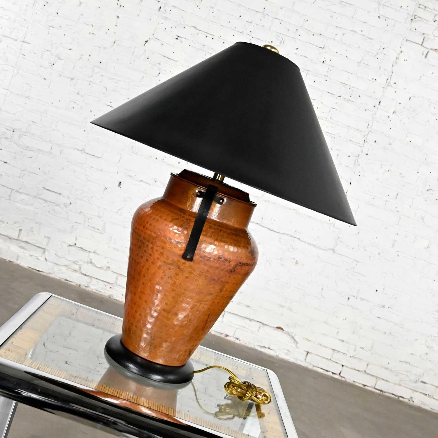 Brass Moorish Style Frederick Cooper Hammered Copper Urn Shaped Double Handled Lamp  For Sale