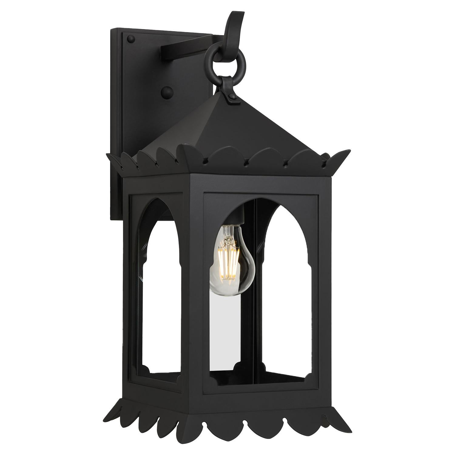 The Zara is a Moorish style exterior light fixture designed to add a touch of exotic elegance to your space. Crafted from heavy gauge steel, this fixture is built to last and radiates a robust aura of strength and durability. 

Other finishes are
