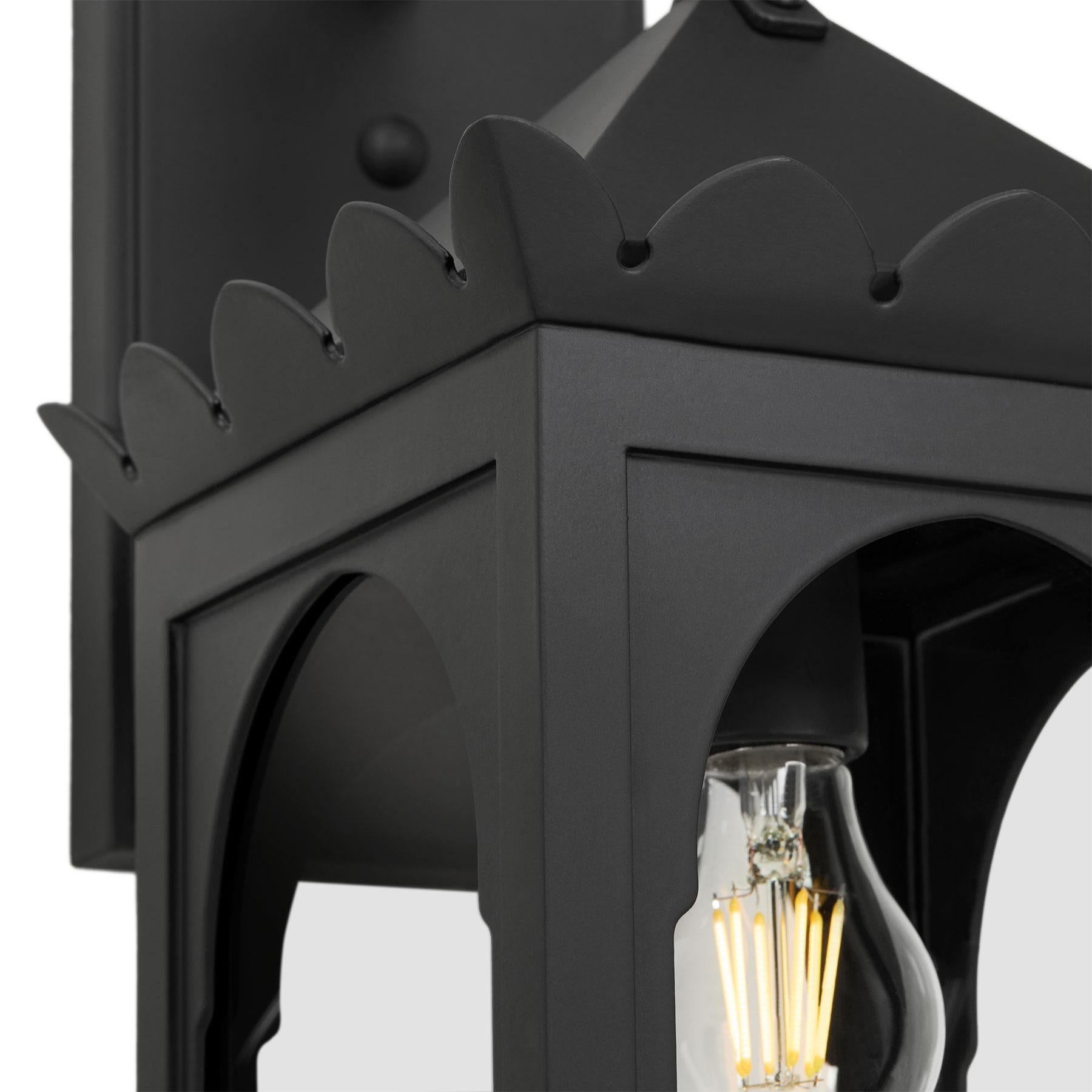 Moorish Style Handmade Wrought Iron Exterior Outdoor Lantern Black Light Fixture In New Condition For Sale In Santa Paula, CA