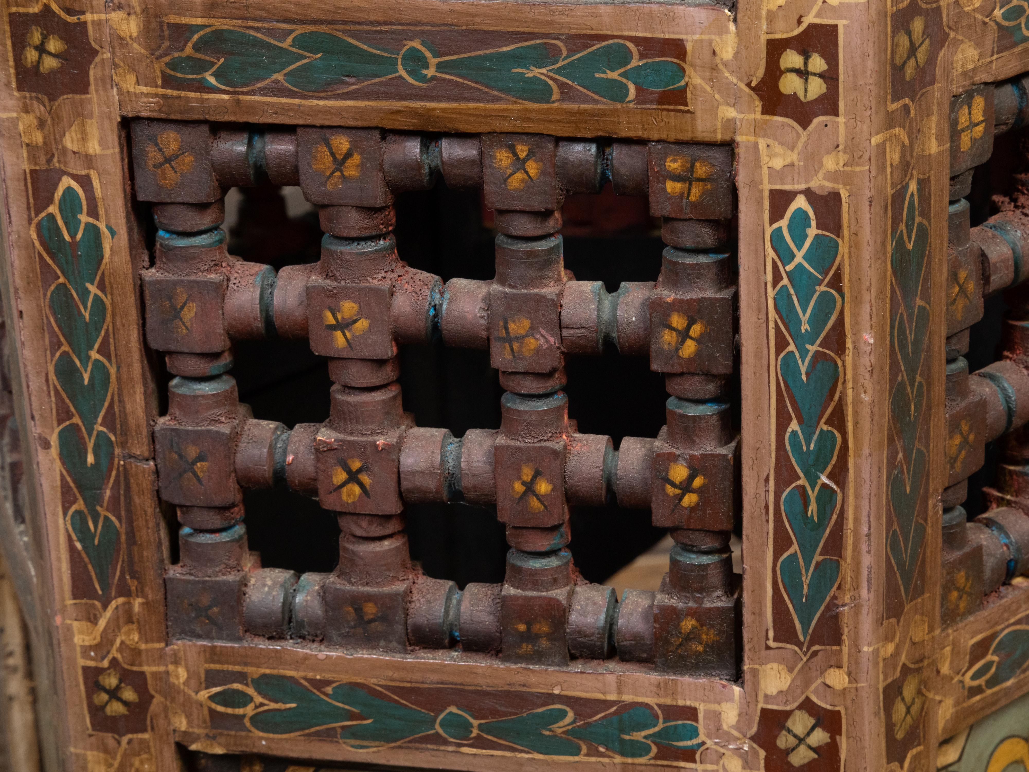 Moorish Style Moroccan 1920s Table with Hexagonal Top and Polychrome Décor 3