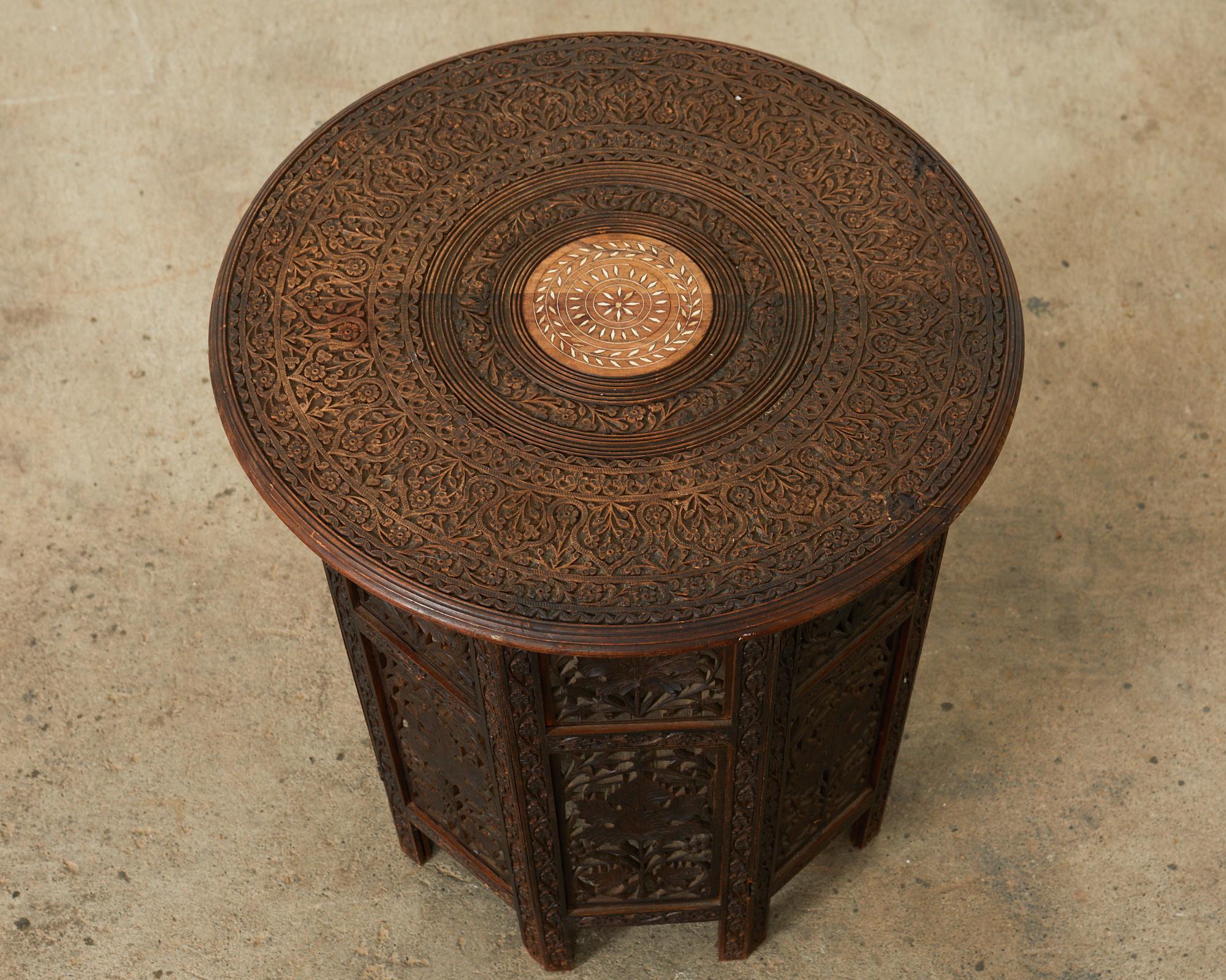 20th Century Moorish Style Moroccan Octagonal Carved Drinks Table