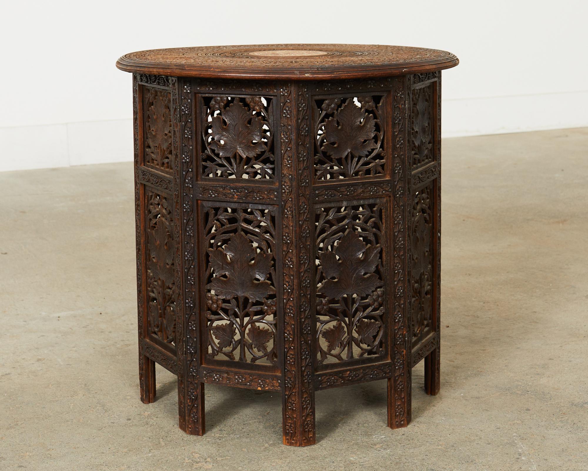 Moorish Style Moroccan Octagonal Carved Drinks Table 1