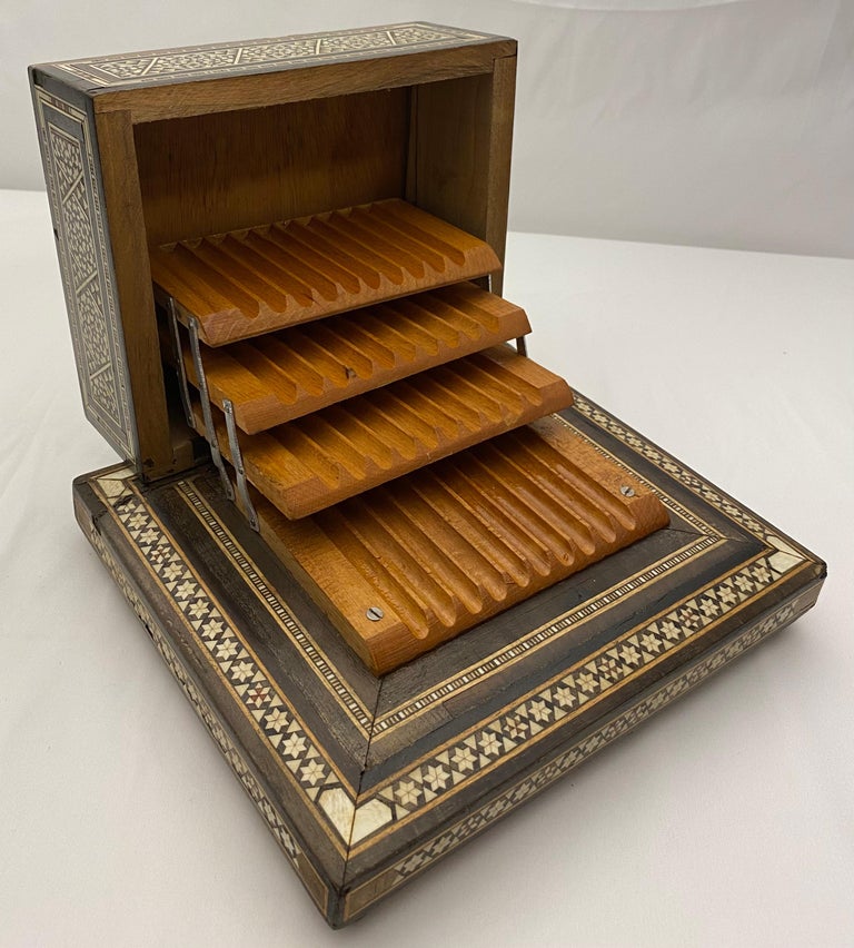 Moorish Style Mother-of-Pearl Inlaid Art Deco Cigarette Box For Sale 8