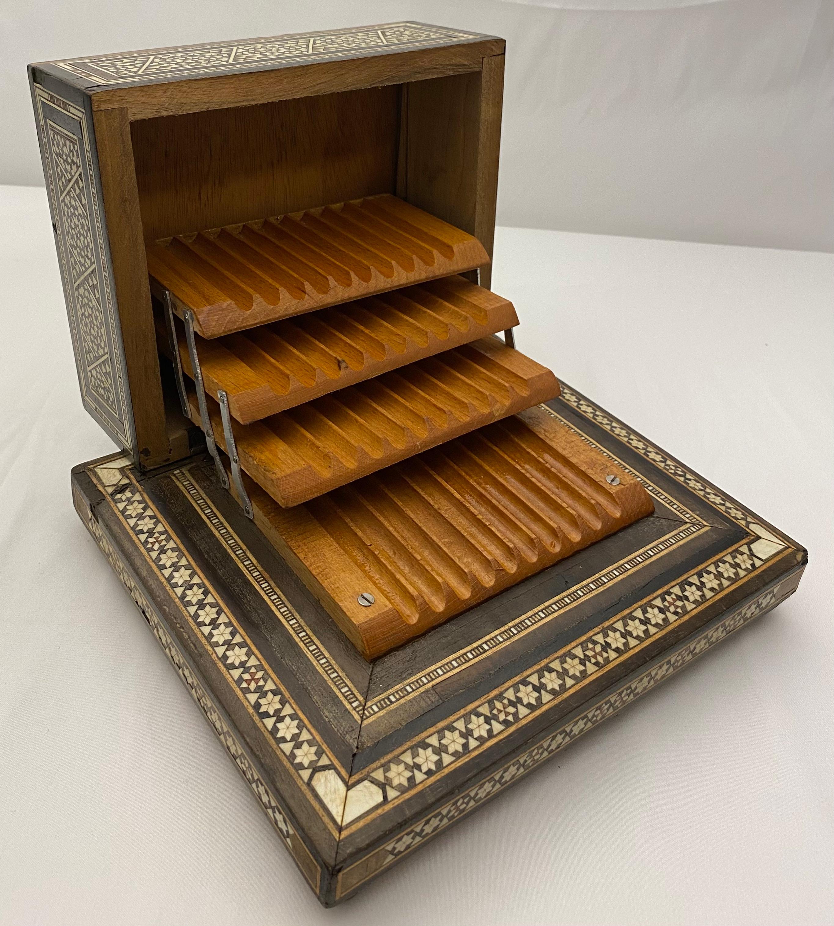 Moroccan Moorish Style Mother-of-Pearl Inlaid Art Deco Cigarette Box For Sale