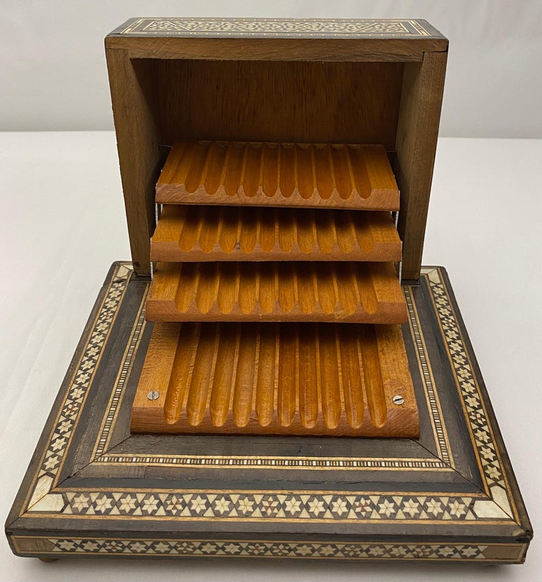 Moorish Style Mother-of-Pearl Inlaid Art Deco Cigarette Box For Sale 1