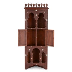 Moorish Style Mother of Pearl Inlaid Hardwood Three-Piece Furniture Set