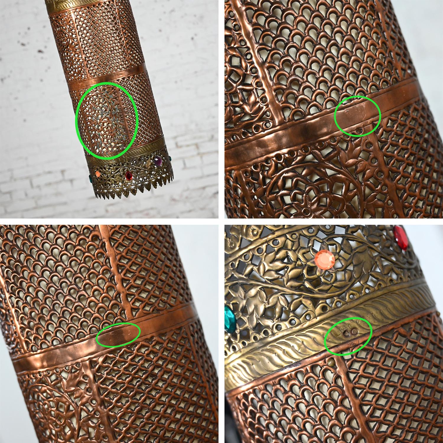 Lights de style mauresque en cuivre et laiton, percées et embossées, fabriquées en Inde en vente 10
