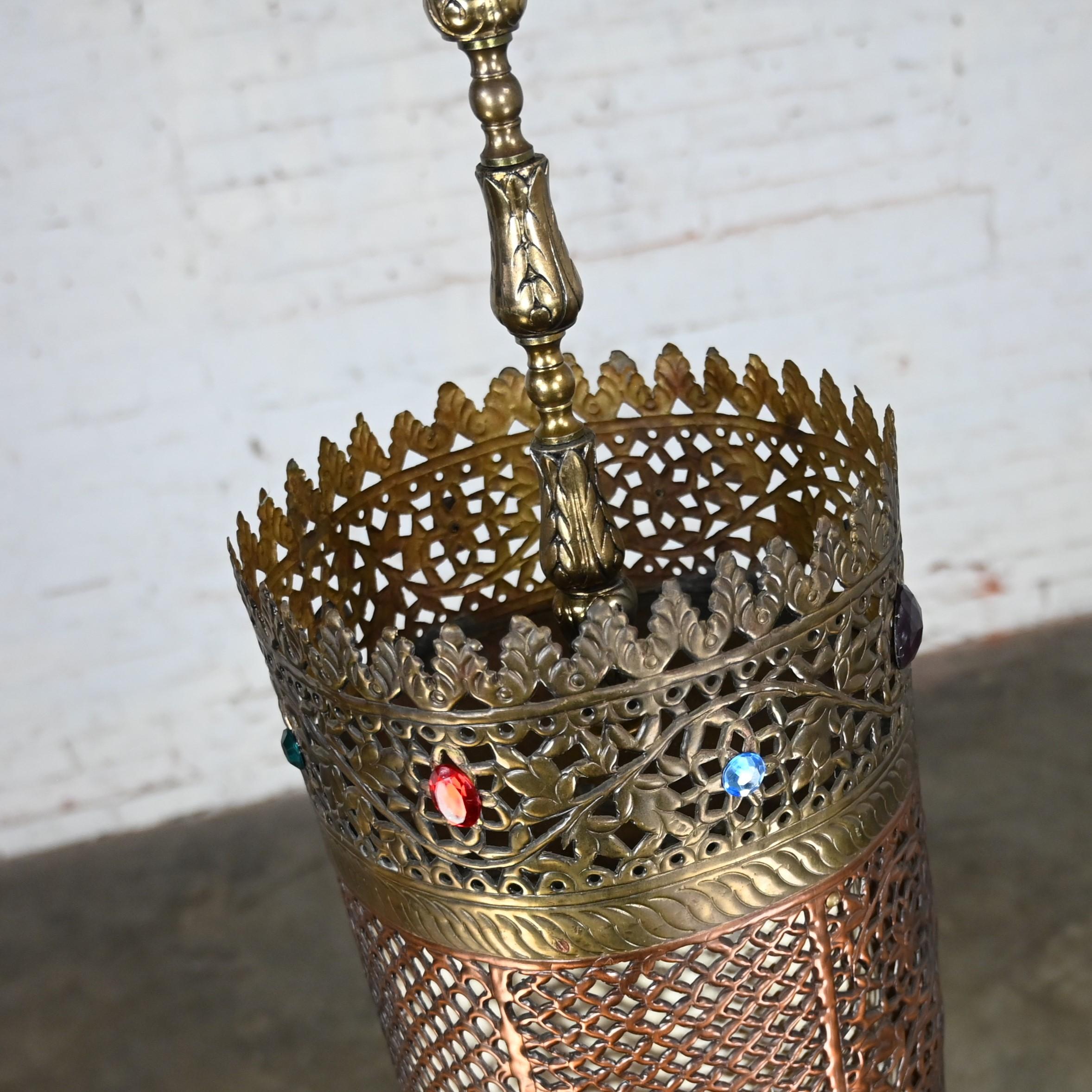 Moorish Style Pierced & Embossed Copper & Brass Pendant Light Made in India For Sale 4