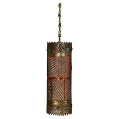 Moorish Style Pierced & Embossed Copper & Brass Pendant Light Made in India