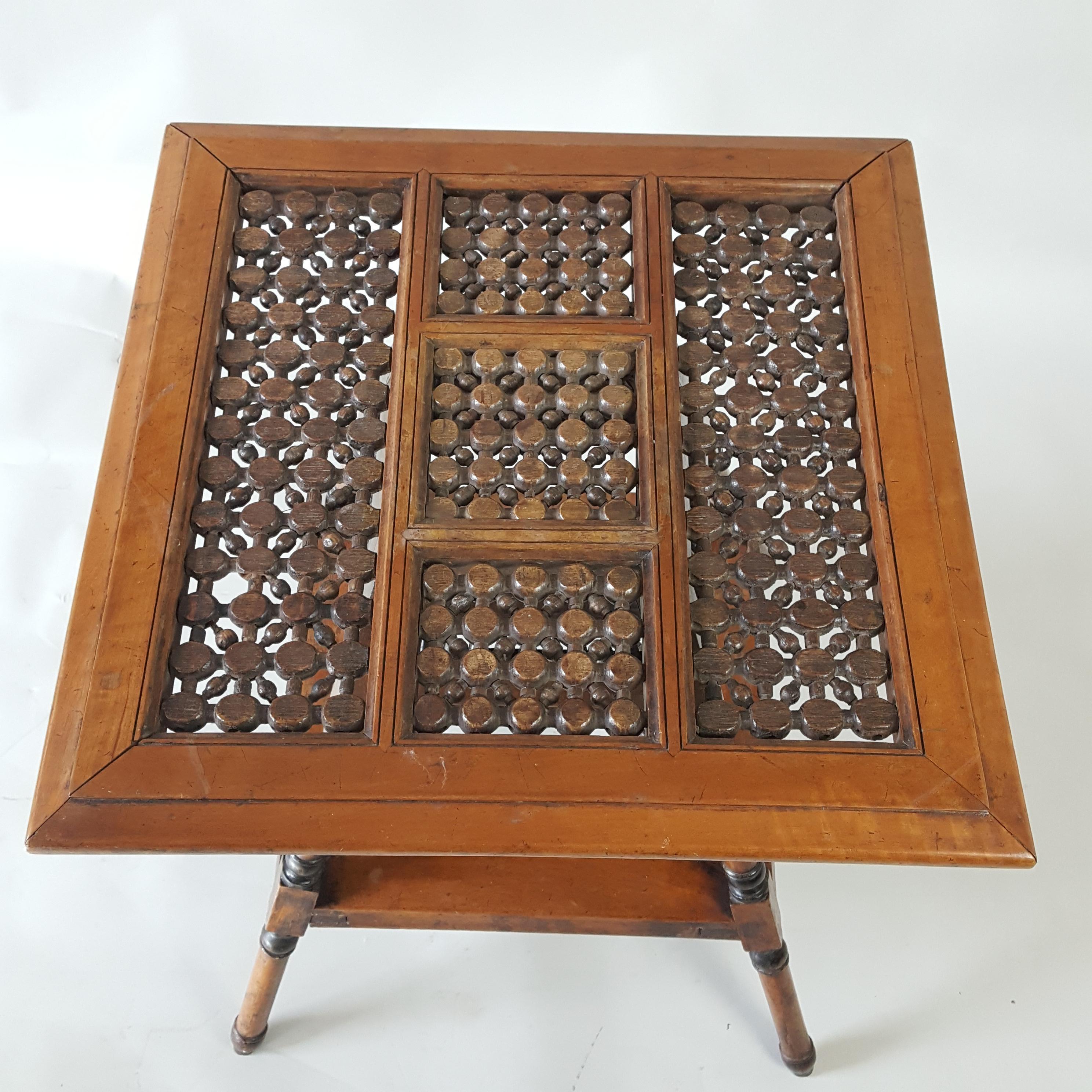 Turkish Moorish style table  with mashrabiya panels For Sale