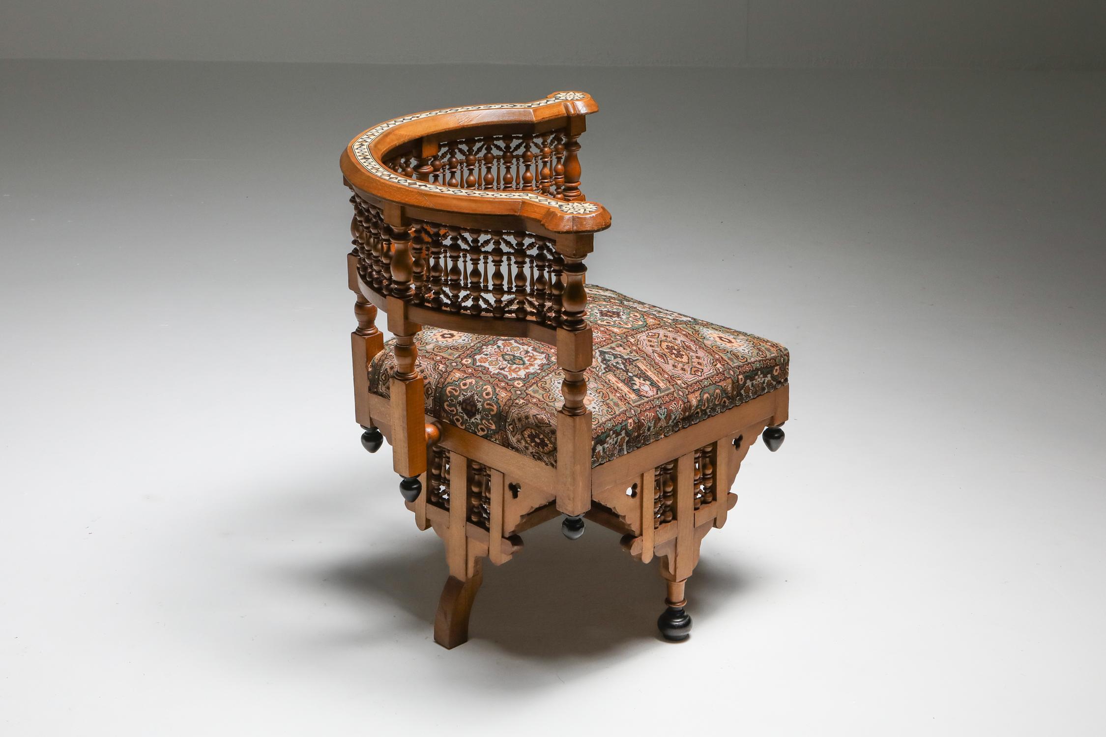 Moorish Syrian Armchair in the Style of Carlo Bugatti, 1950s In Excellent Condition In Antwerp, BE