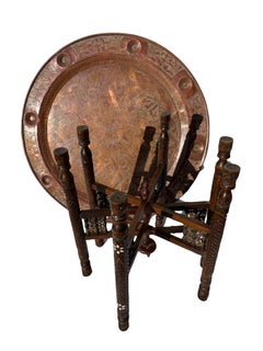 Moorish Syrian Copper Tray Table